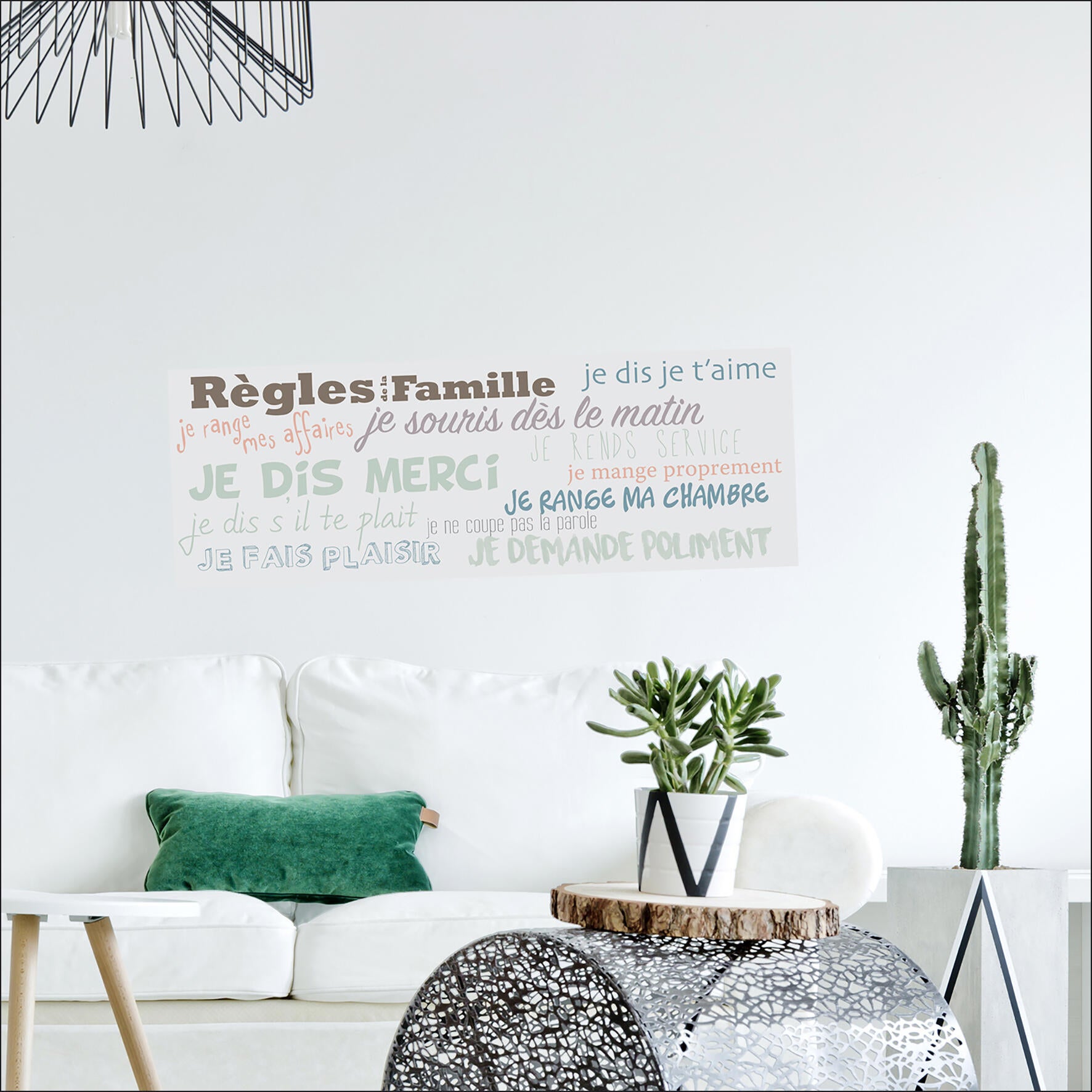 Sticker décoratif Les règles de la famille, gris, 24 cm x 68 cm - 2