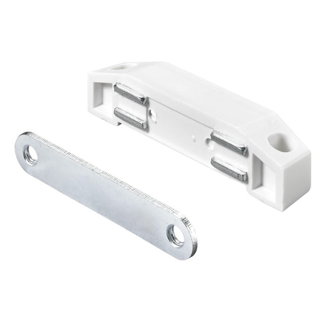 2 loqueteaux magnétiques 8 kg Contre-plaque rigide 75x19x17mm zingué blanc