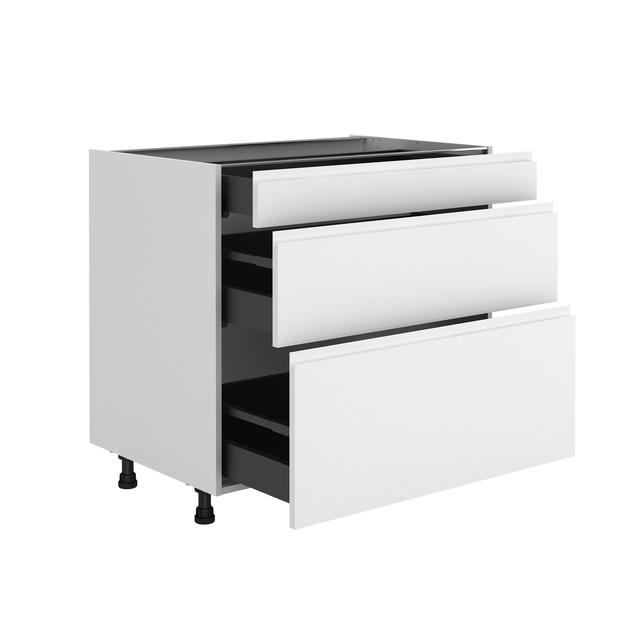 Meuble bas de cuisine Tokyo blanc mat 3 tiroirs H77 x l80