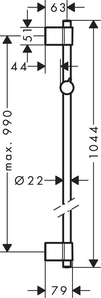 Barre de douche, standard, HANSGROHE Unica' varia 105 cm chromé - 2