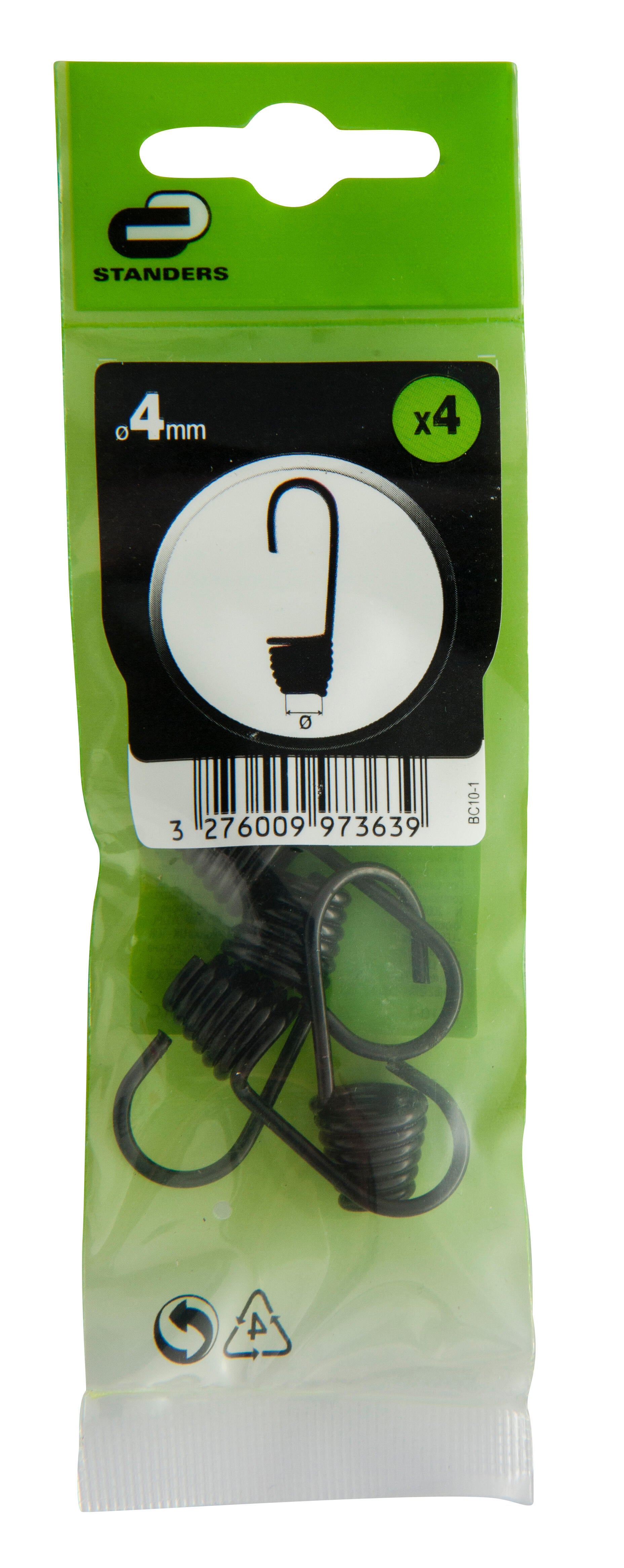 Lot de 4 crochets en s ouvert acier zingué, STANDERS, 10 kg, L.25 x l.8