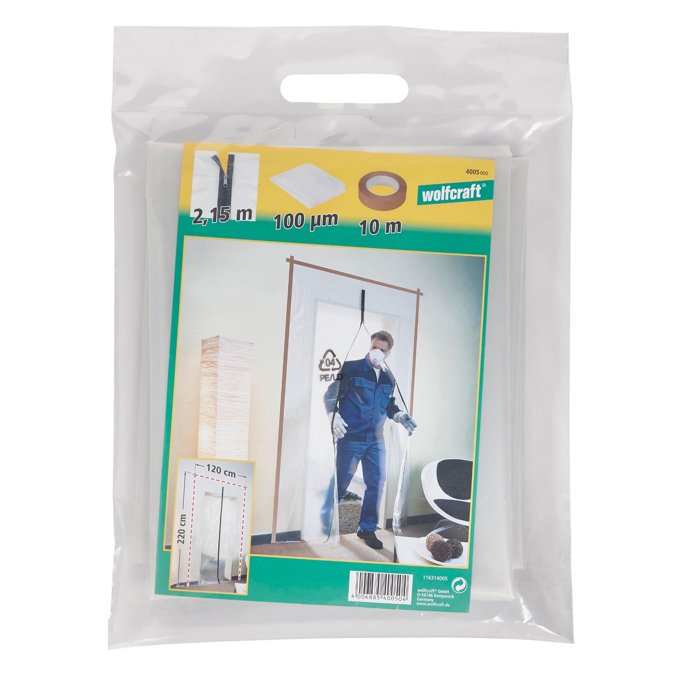 Bâche de protection porte WOLFCRAFT L.2.2 x l.1m - 2