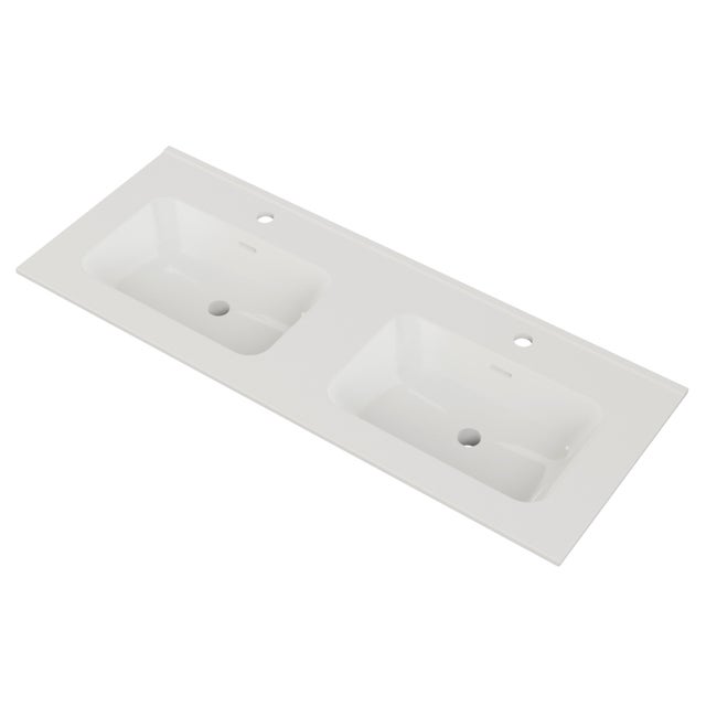 Plan double vasque(s) intégrée(s) Kende céramique blanc Brillant l.121 x P.46.5 