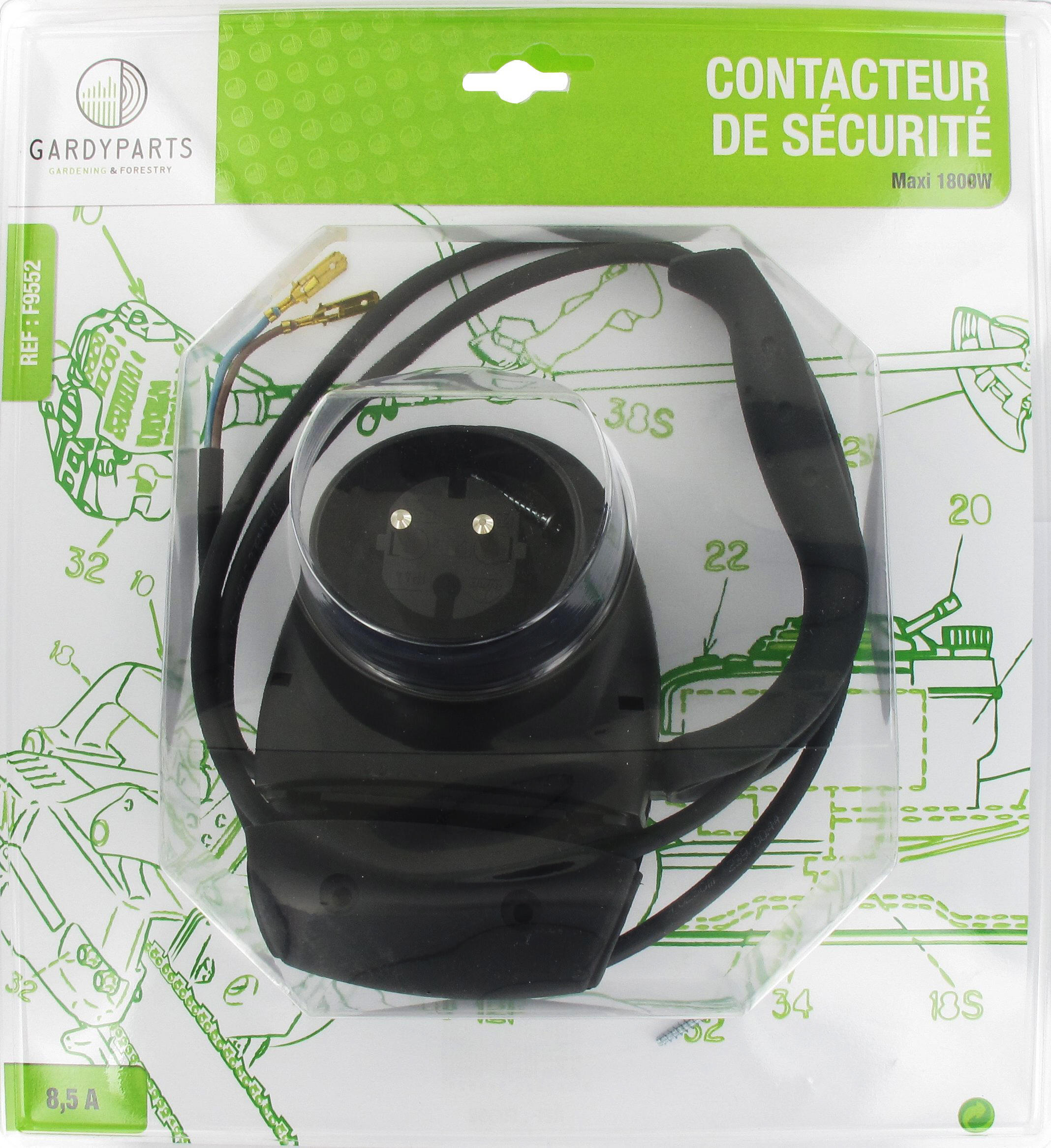 Contacteur de sécurité pour tondeuse électrique 8,5A, max 1800W. (sous — free download