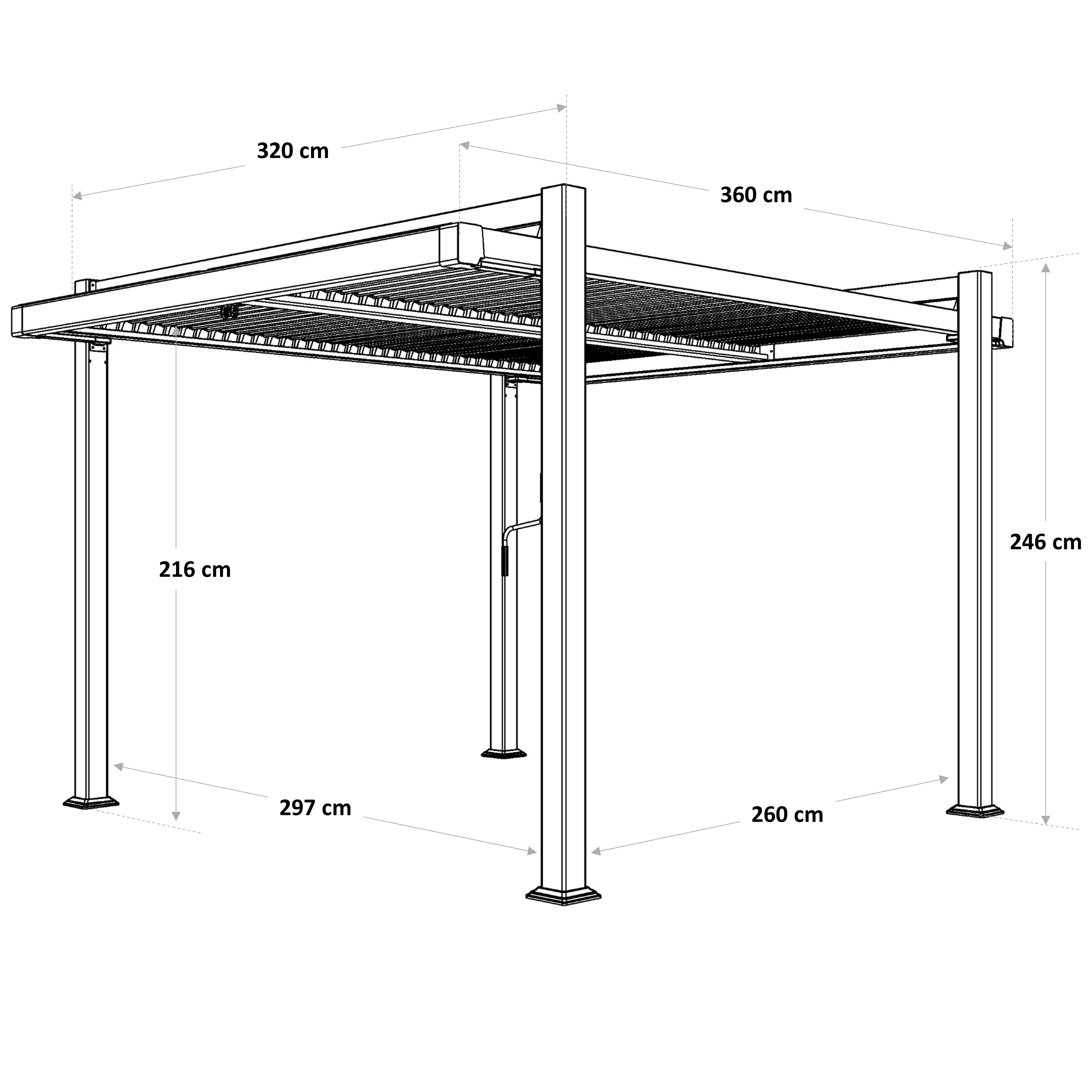 Pergola autoportante NATERIAL Odyssea / persea aluminium blanc, 11.52 m² - 6