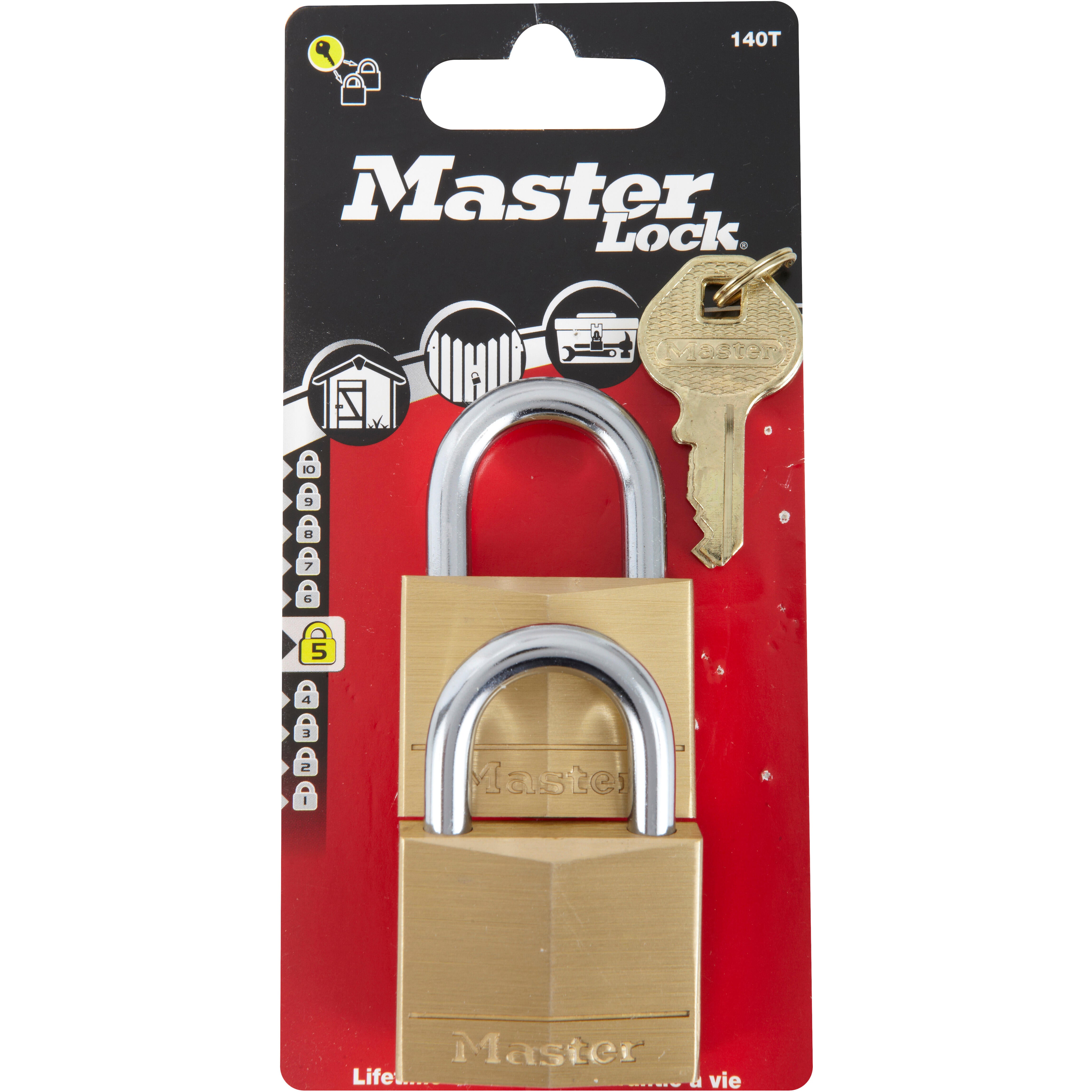 Lot de 2 cadenas avec clé MASTER LOCK laiton, l.40 mm - 4
