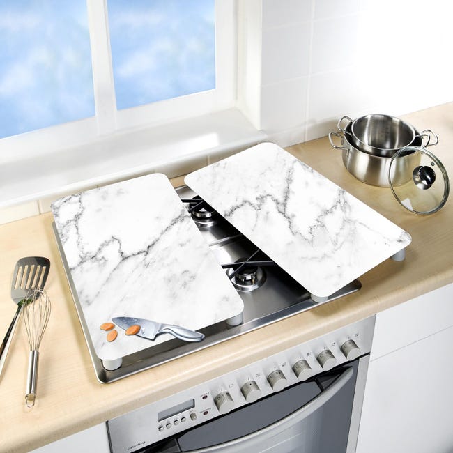 Copri Piano Cottura In Vetro Temperato 90x52 Cm (3 Pezzi) - Design Spezie. Proteggi Il Fornello E Usalo Come Tagliere O Sottopentola.