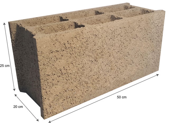 Parpaing creux béton, L.50 x l.20 x H.25 cm