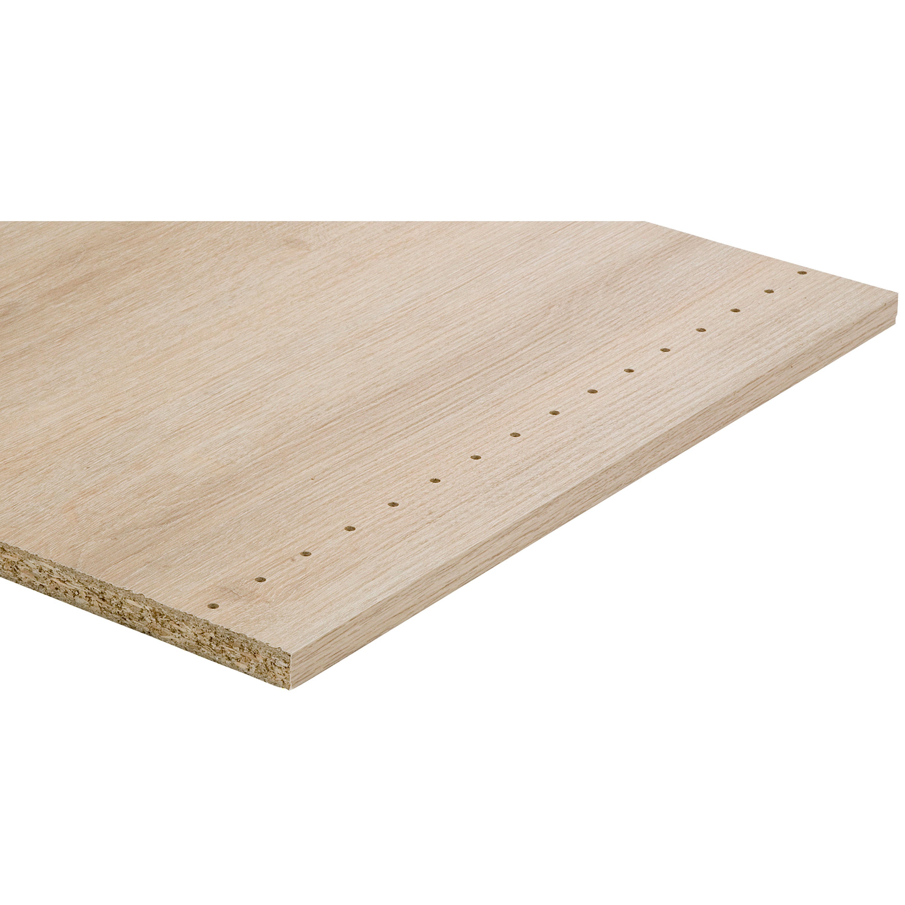 Tablette aggloméré mélaminé pré-percée chêne naturel, L.250 x l.50 cm x Ep.18 mm - 2