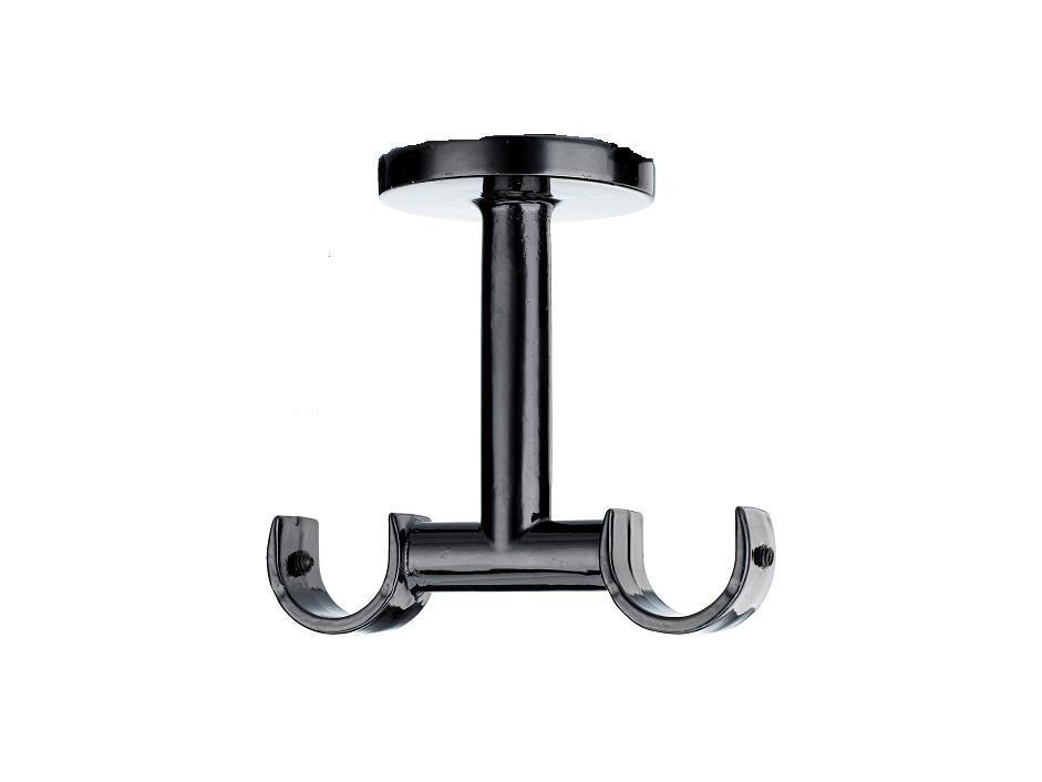 QUARKZMAN 2 Set Support Tringle Rideau Montage Au Plafond, Pour Tuyau 25mm/0.98" Longueur 200mm/7.87" Crochets Accroches Tringle Rideau Acier Inoxydable Pour Murs Placard Tuyau Rideau, Noir