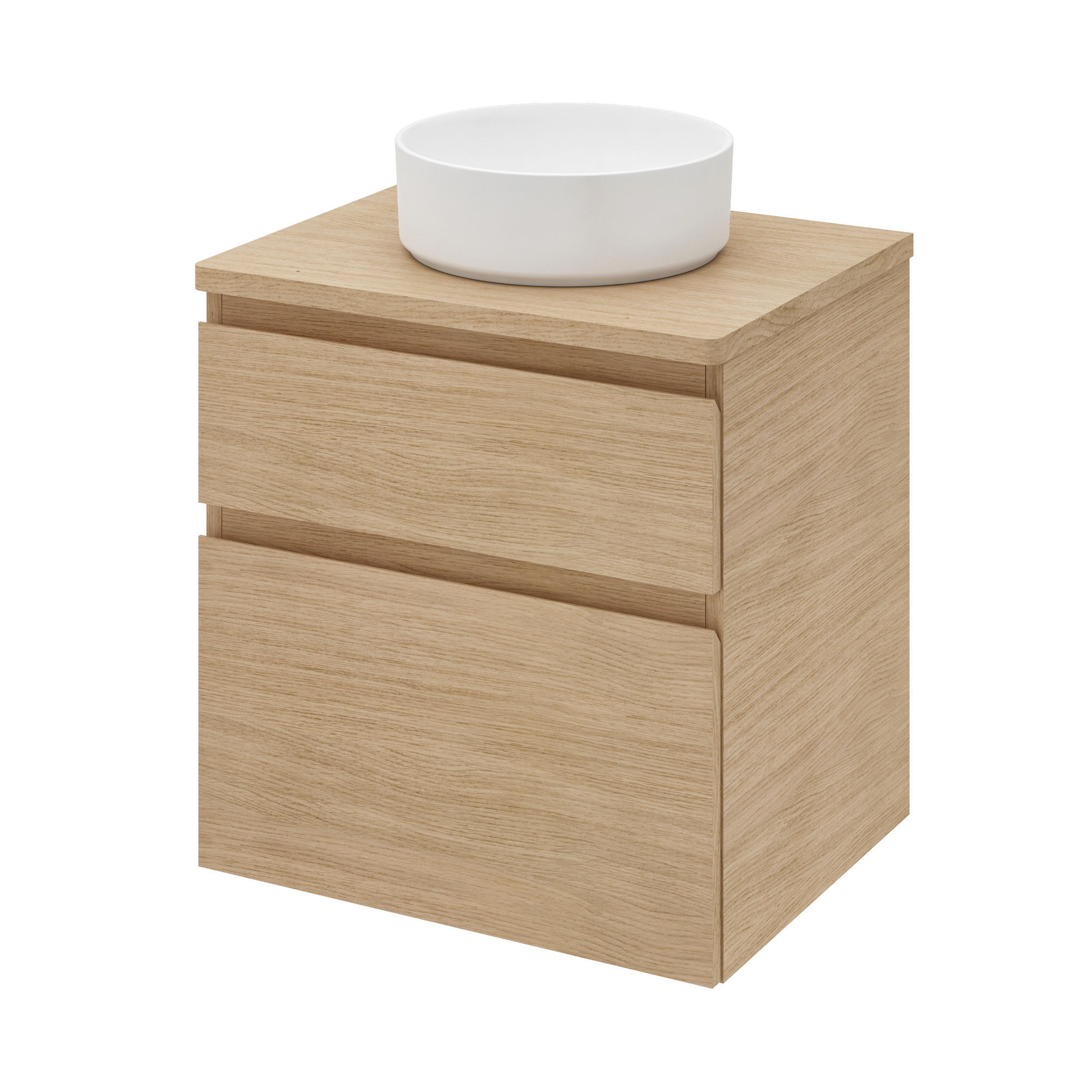 Meuble sous-vasque L.60cm x H.62.5cm x P.48cm placage chêne Natural - 9
