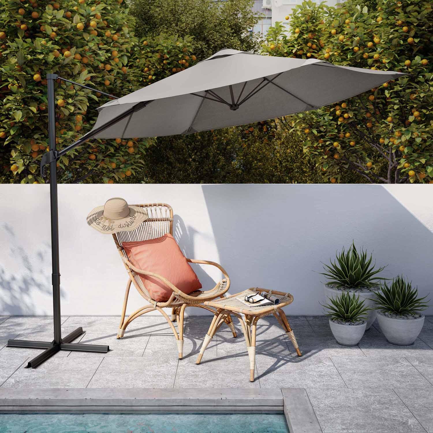 Parasol déporté hexagonal taupe Avea NATERIAL L.292 x l.292 cm - 3