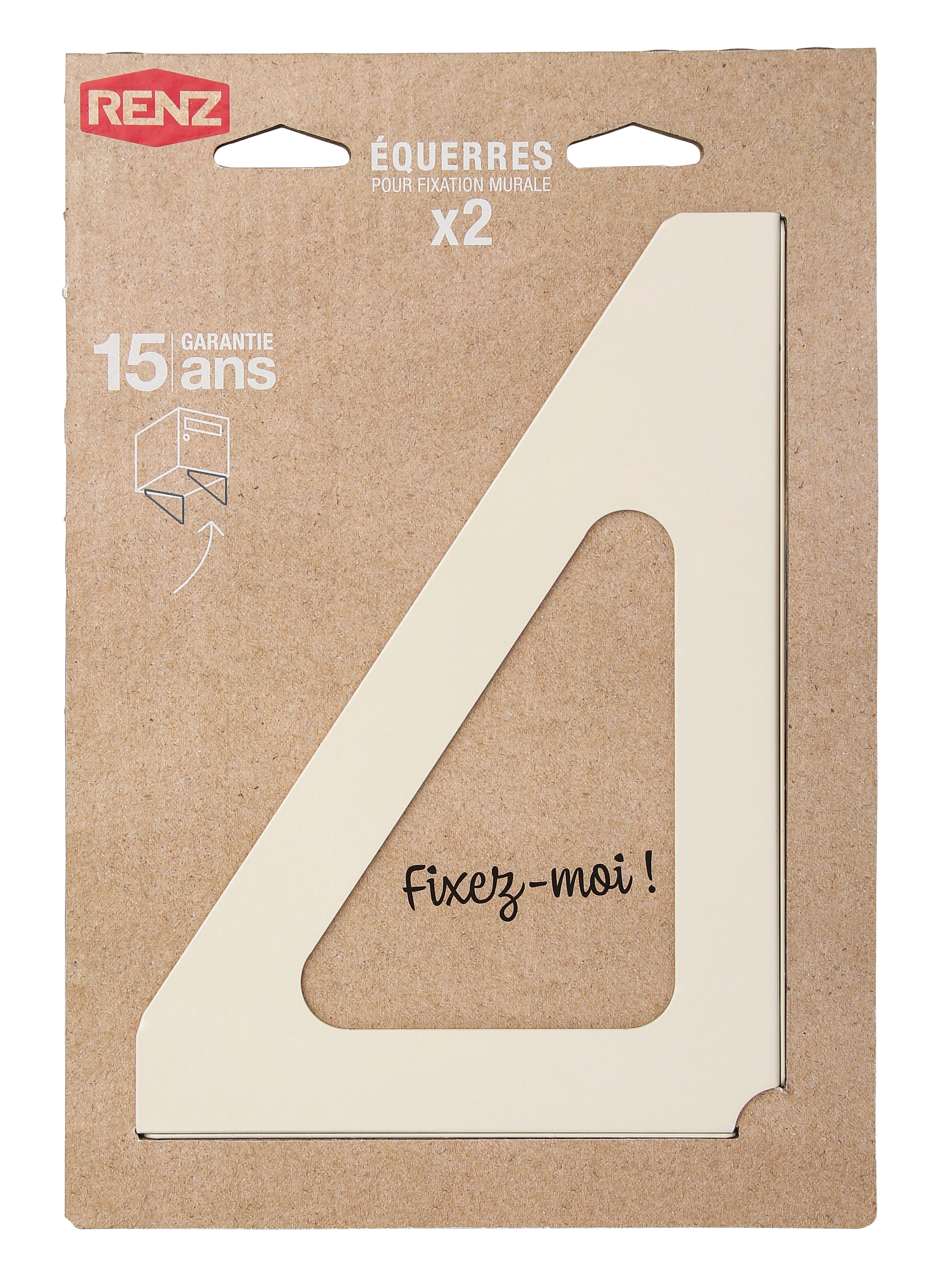 Lot de 2 équerres H.17.5 x l.25 x P.3 cm RENZ, ivoire - 7