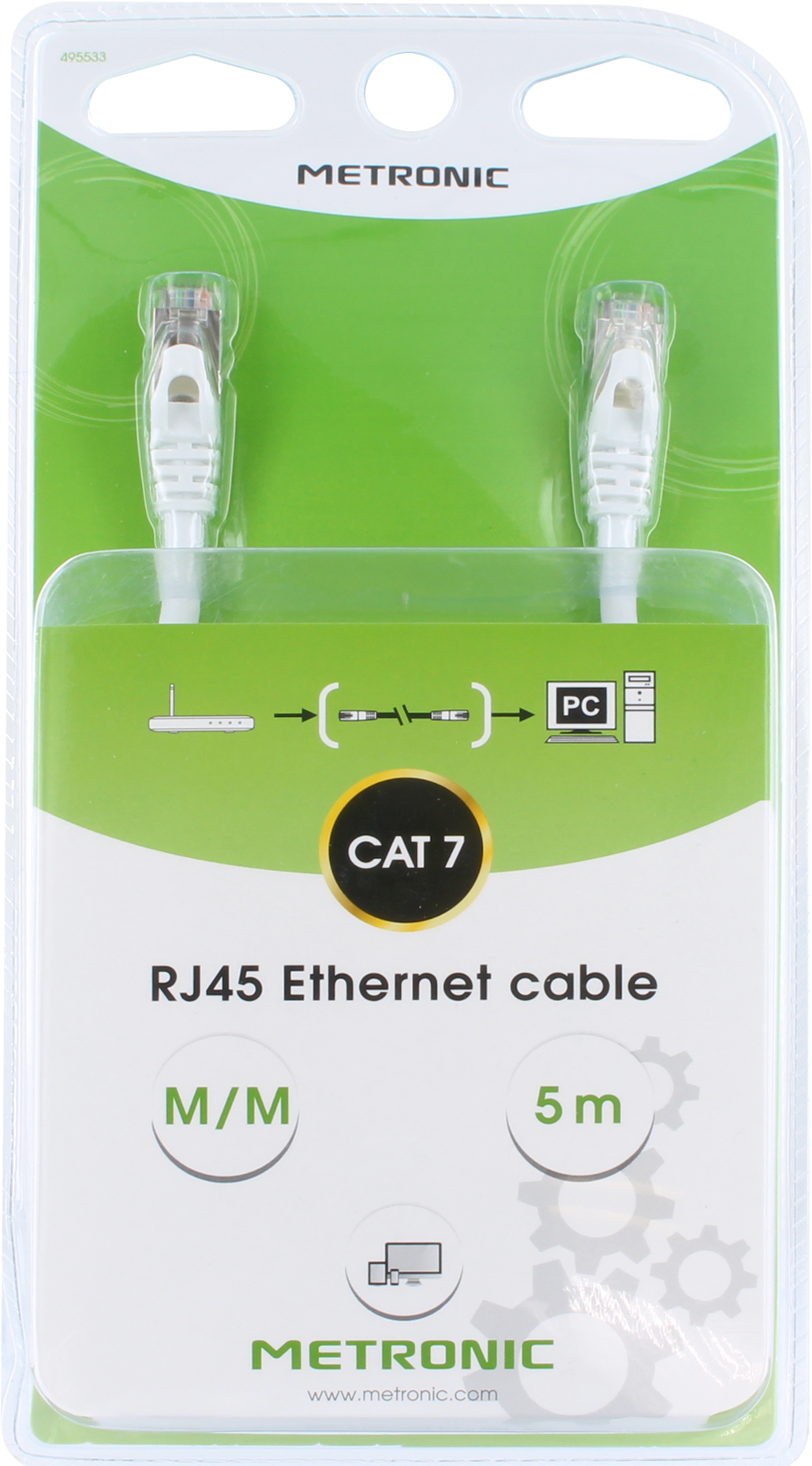 Câble rj45 (catégorie 7) Cat 7 rj45 blindé mâle / mâle, 5 m METRONIC ...