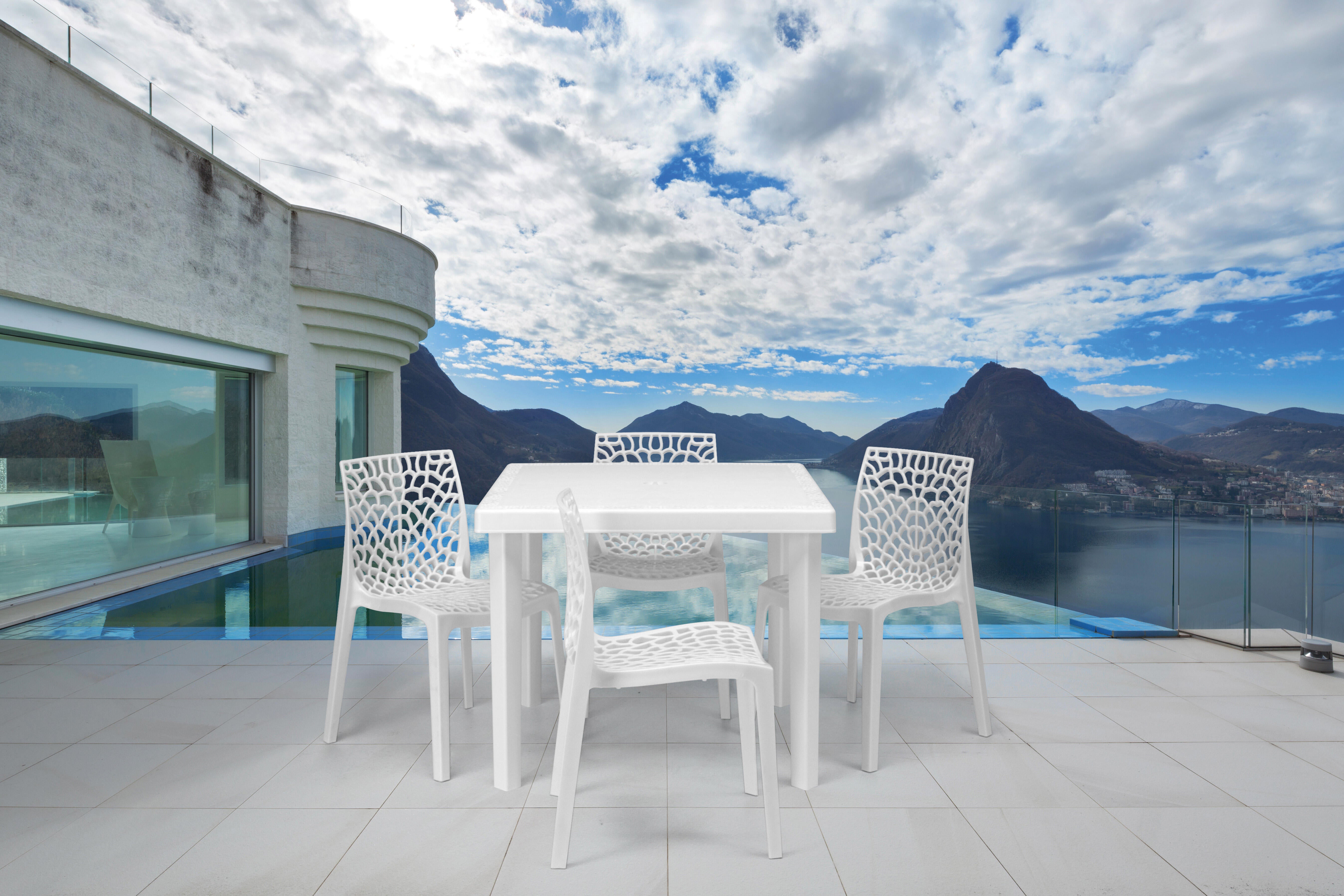 Chaise de jardin GRAND SOLEIL Grafik en résine injectée blanc - 2