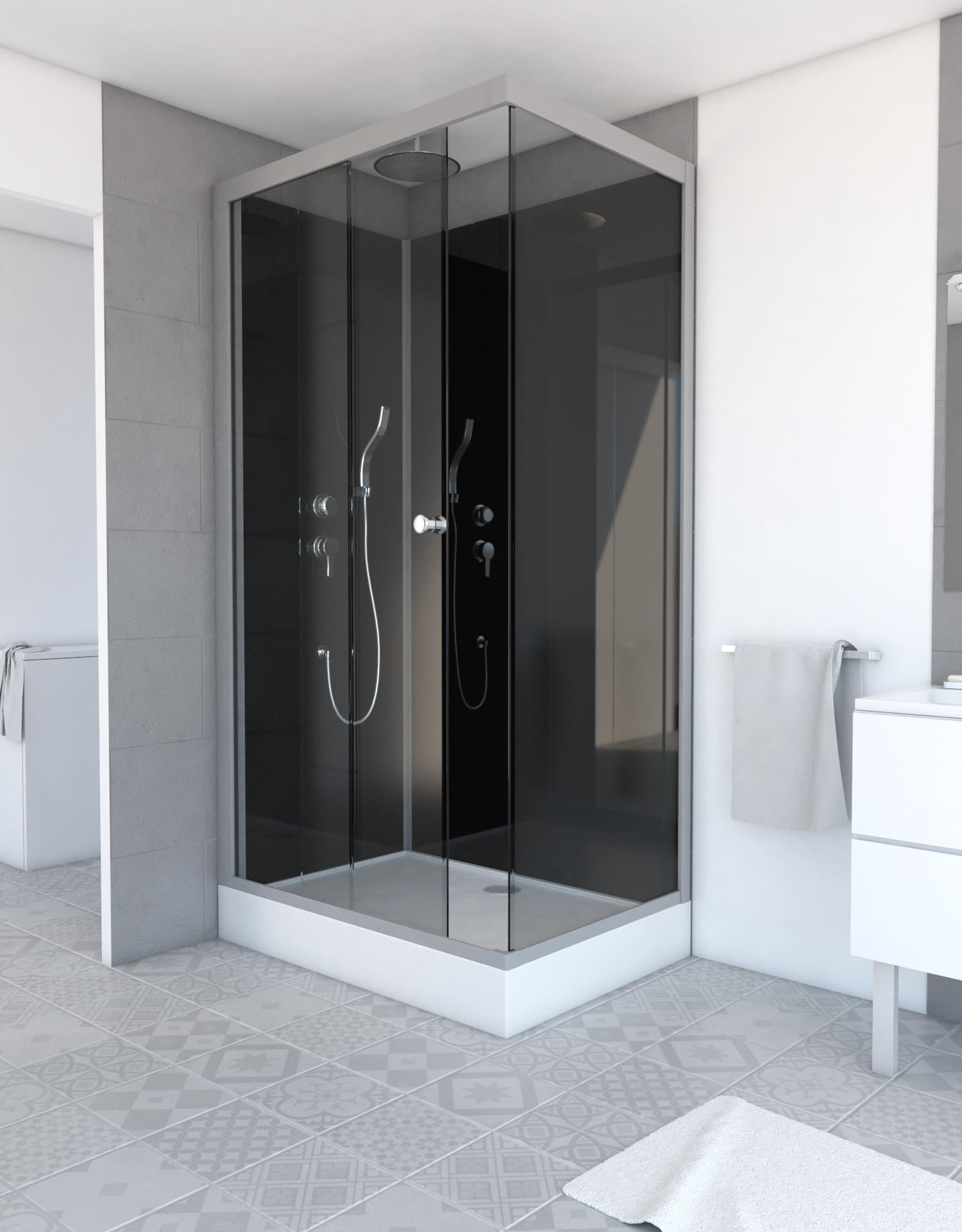 Cabine de douche rectangulaire L.110 x l.80 cm, Eclipse - 3