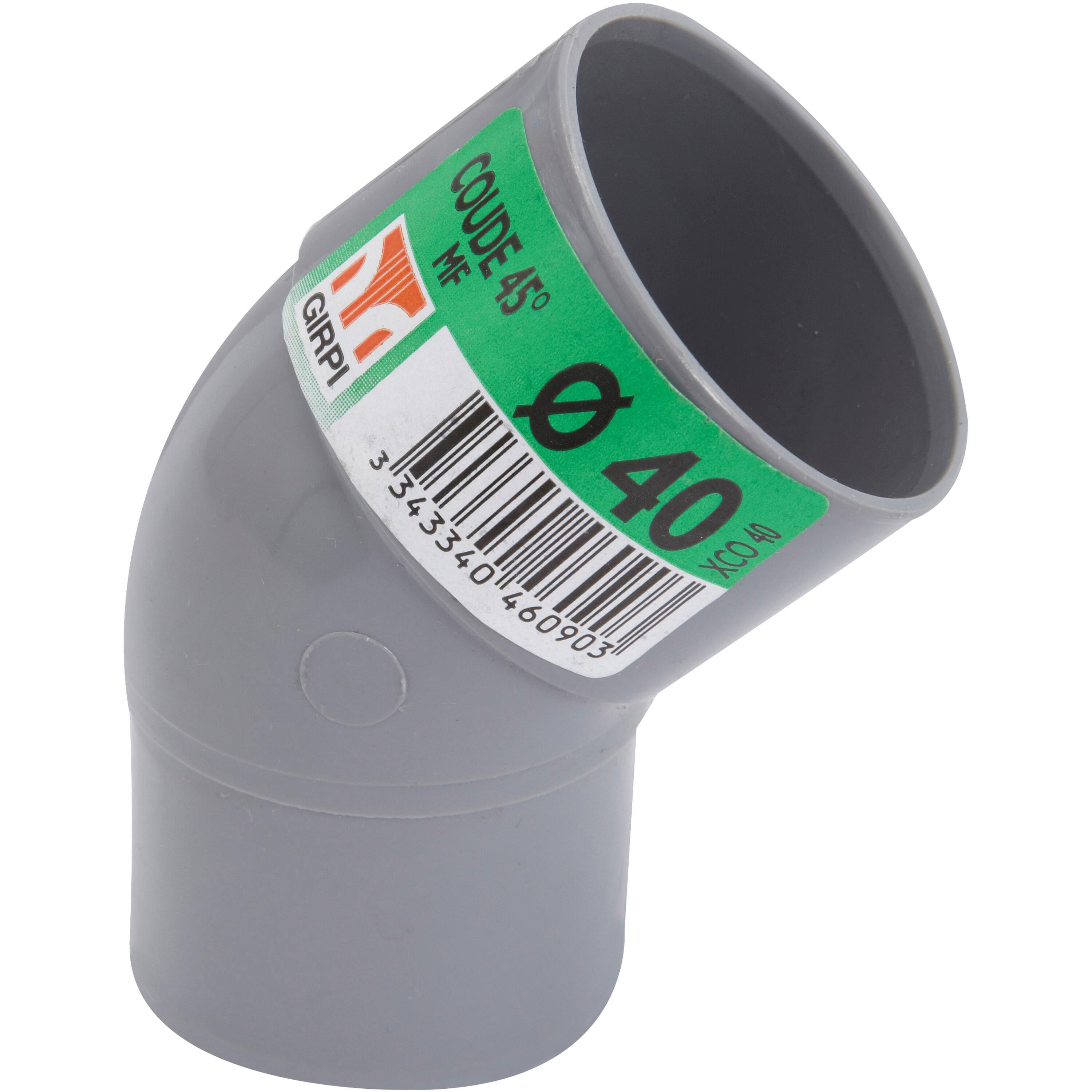 Coude 45° en pvc à coller, femelle / mâle, D.40 - 2