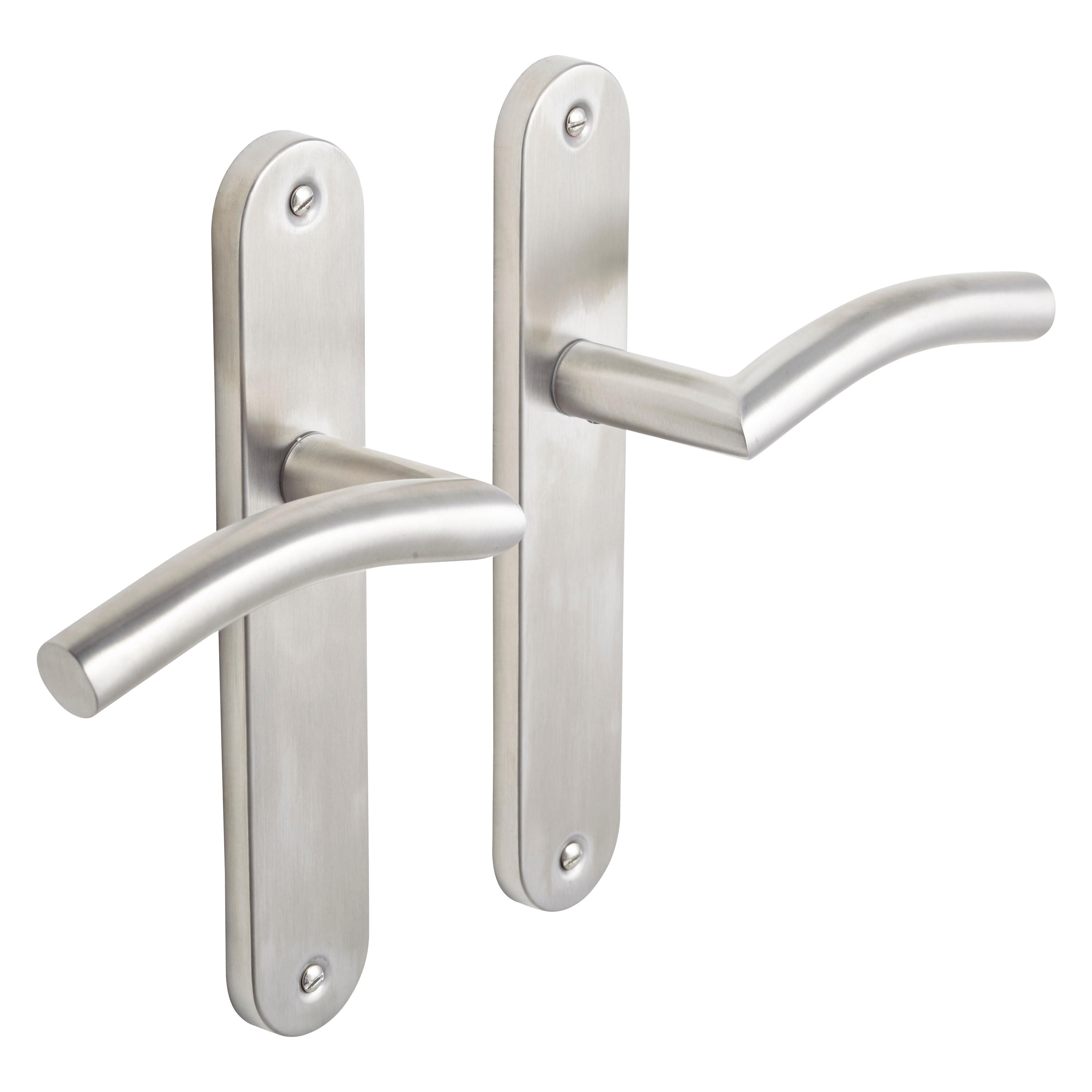 2 poignées sur plaque sans trou Margaud acier inox brillant, entraxe 195 mm - 2