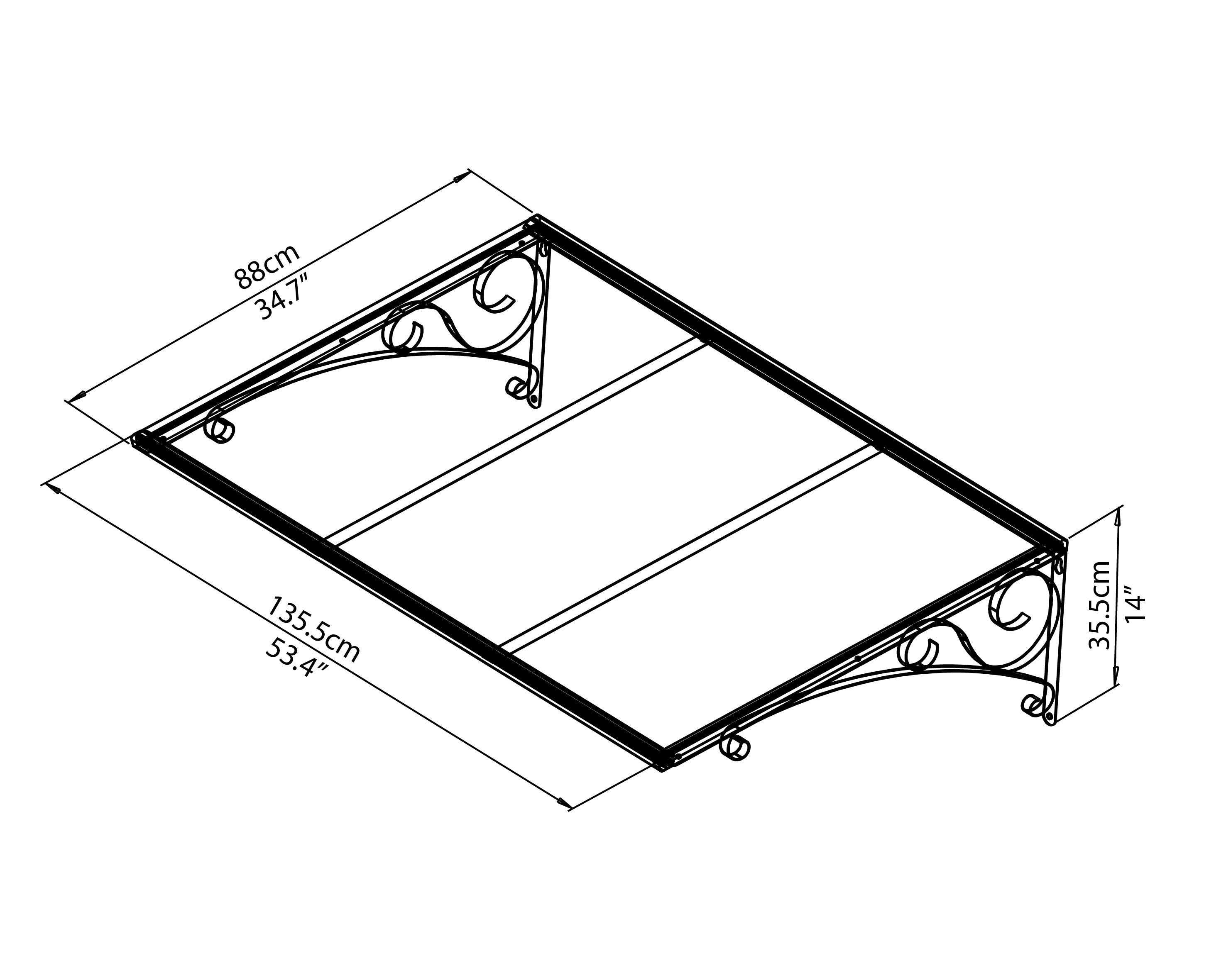 Auvent de porte d'entrée Venus acier gris anthracite, l.135.5 x H.35.5 x P.88 cm - 3