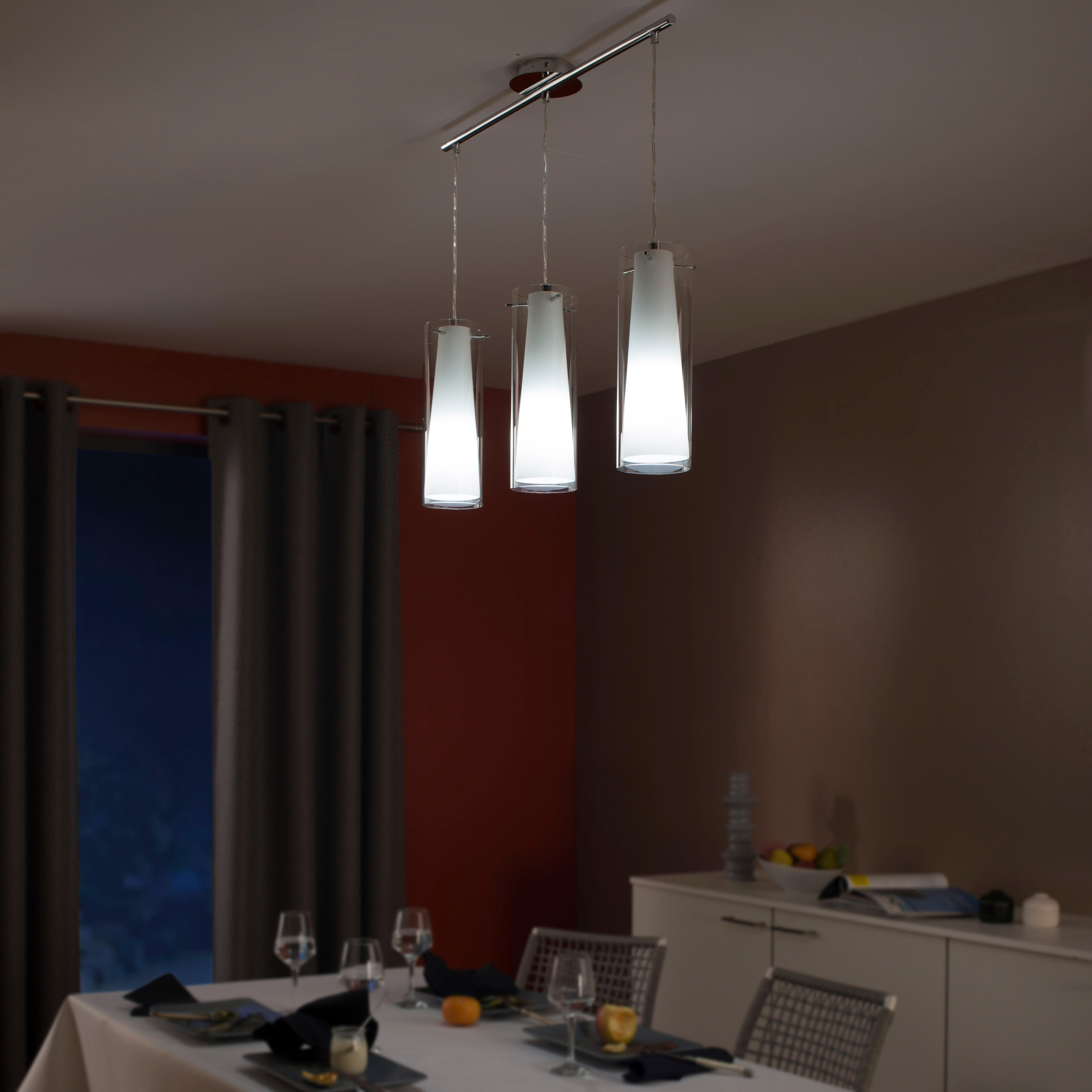 Suspension 3xE27 verre blanc EGLO Pinto, E27 - 2