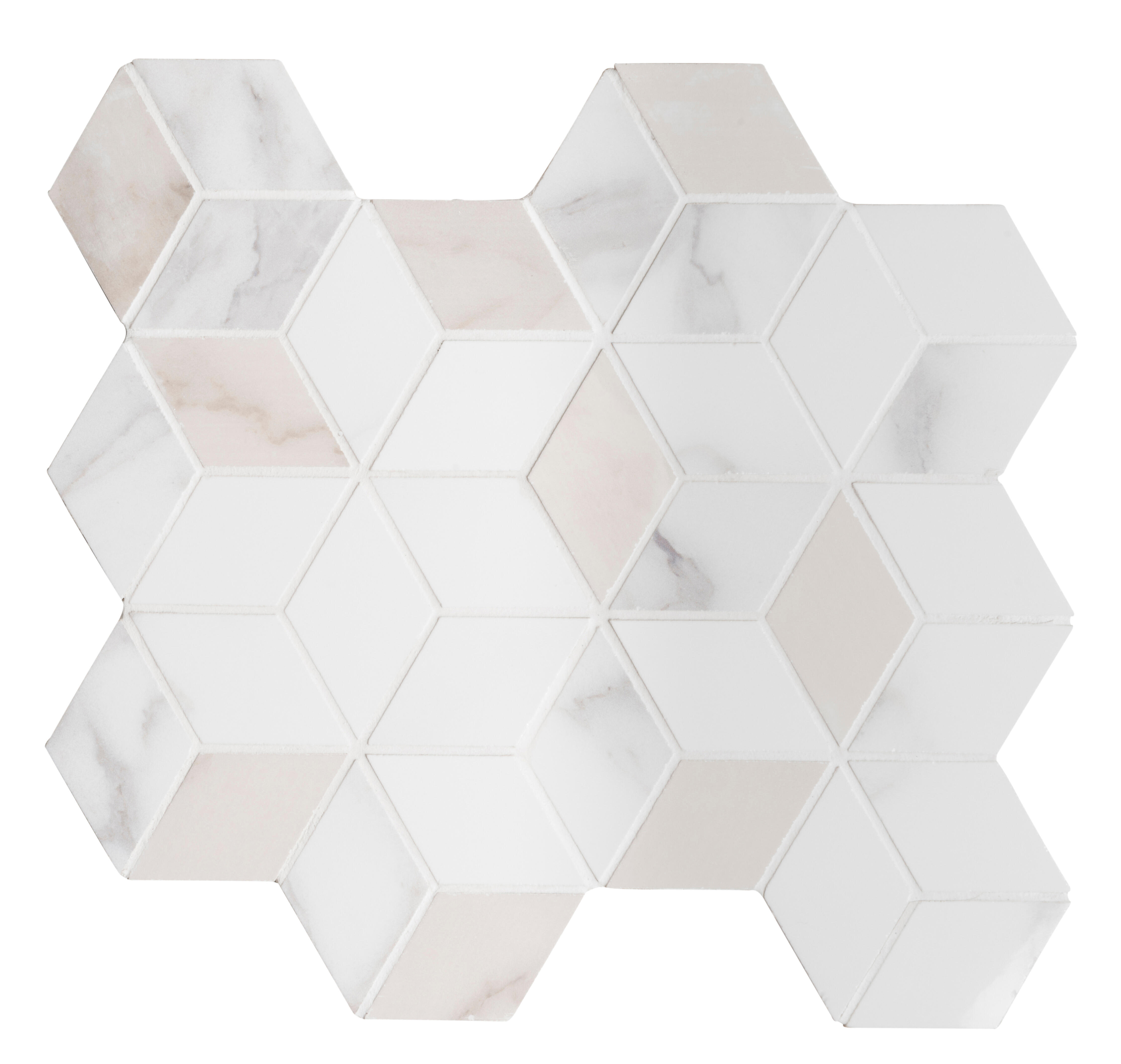 Mosaïque mur Murano faïence effet marbre blanc 28 x 26 cm - 4