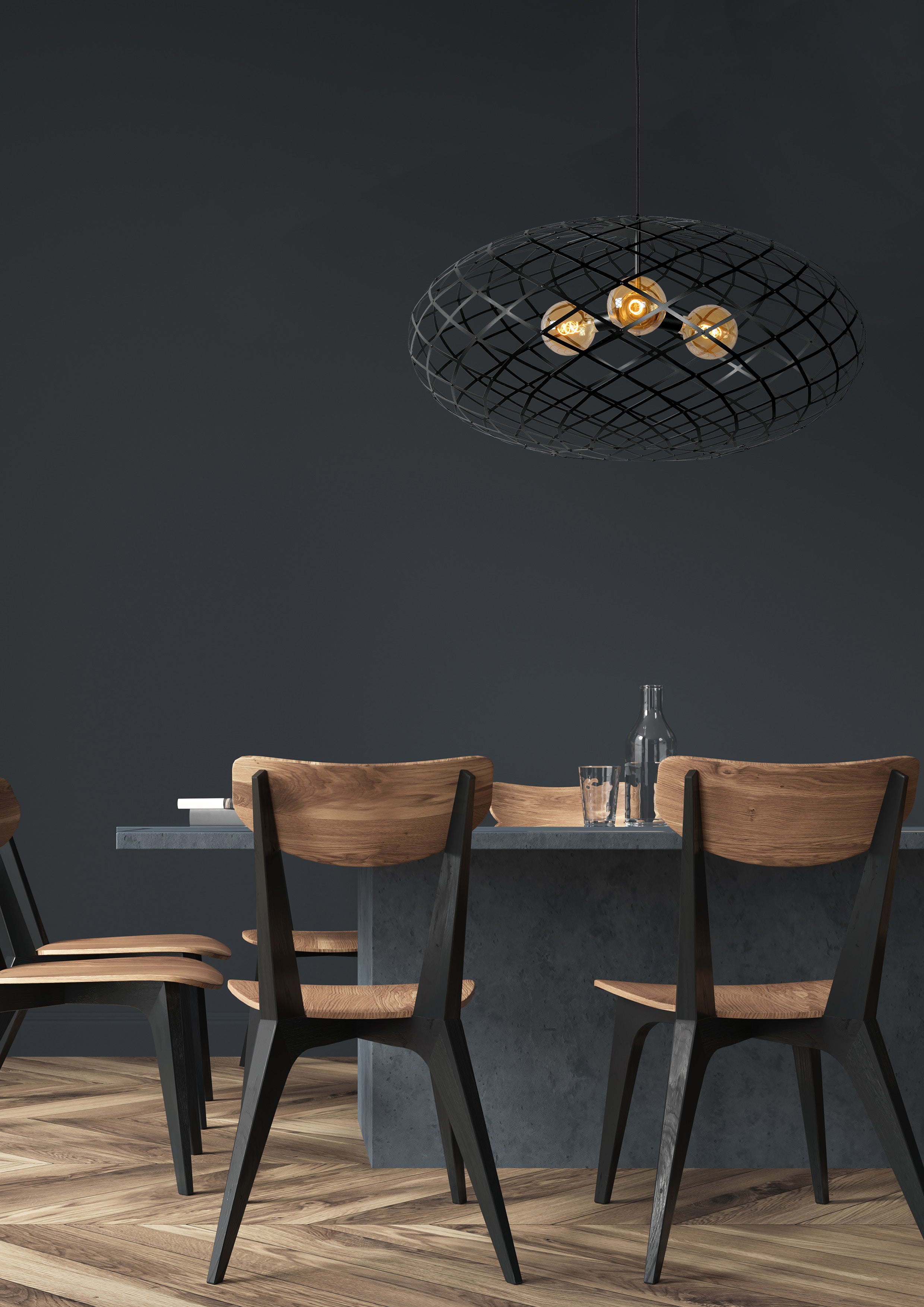 Suspension Wolfram, noir, Diam.100 cm, E27 - 2