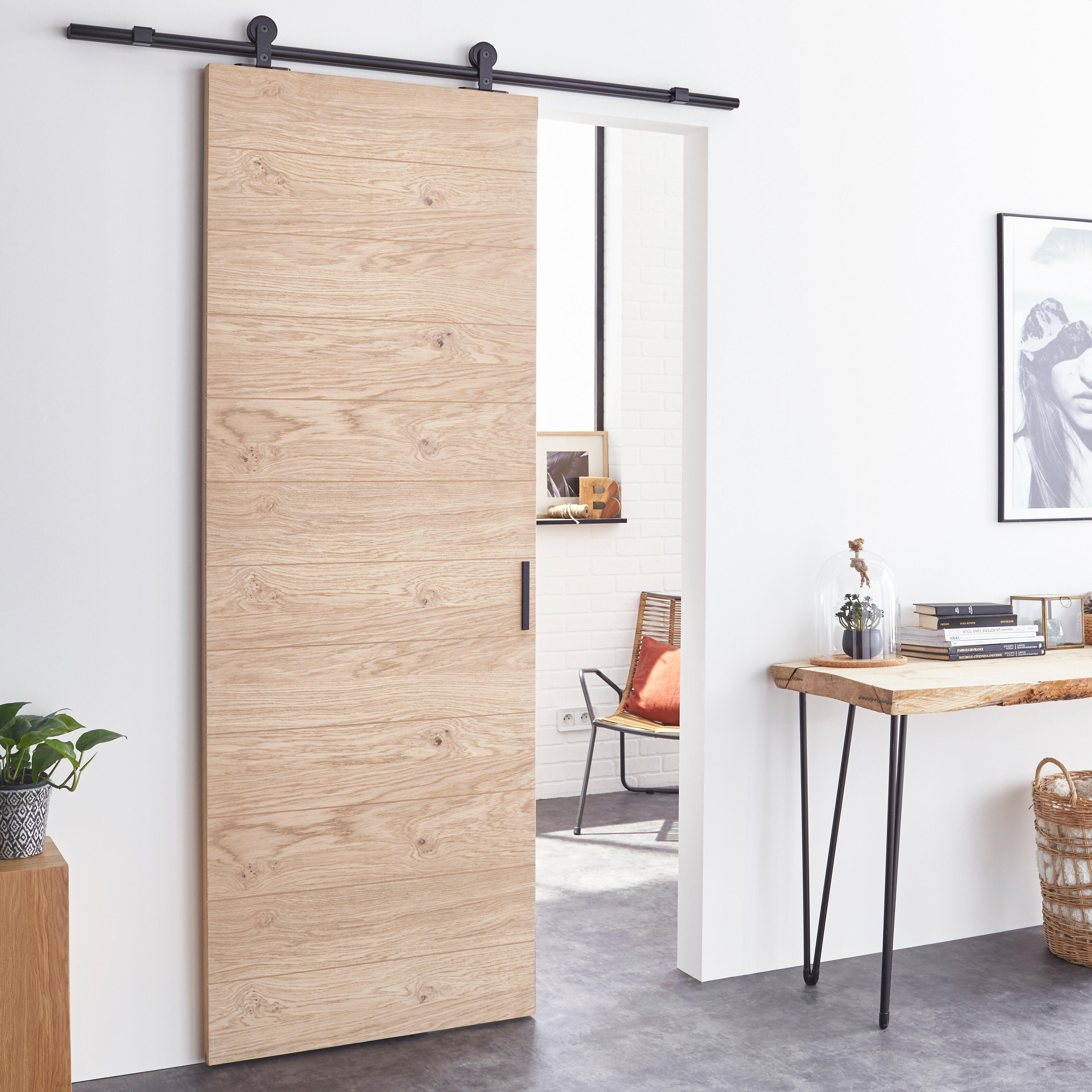 Porte coulissante bois Noe , H.204 x l.73 cm - 2