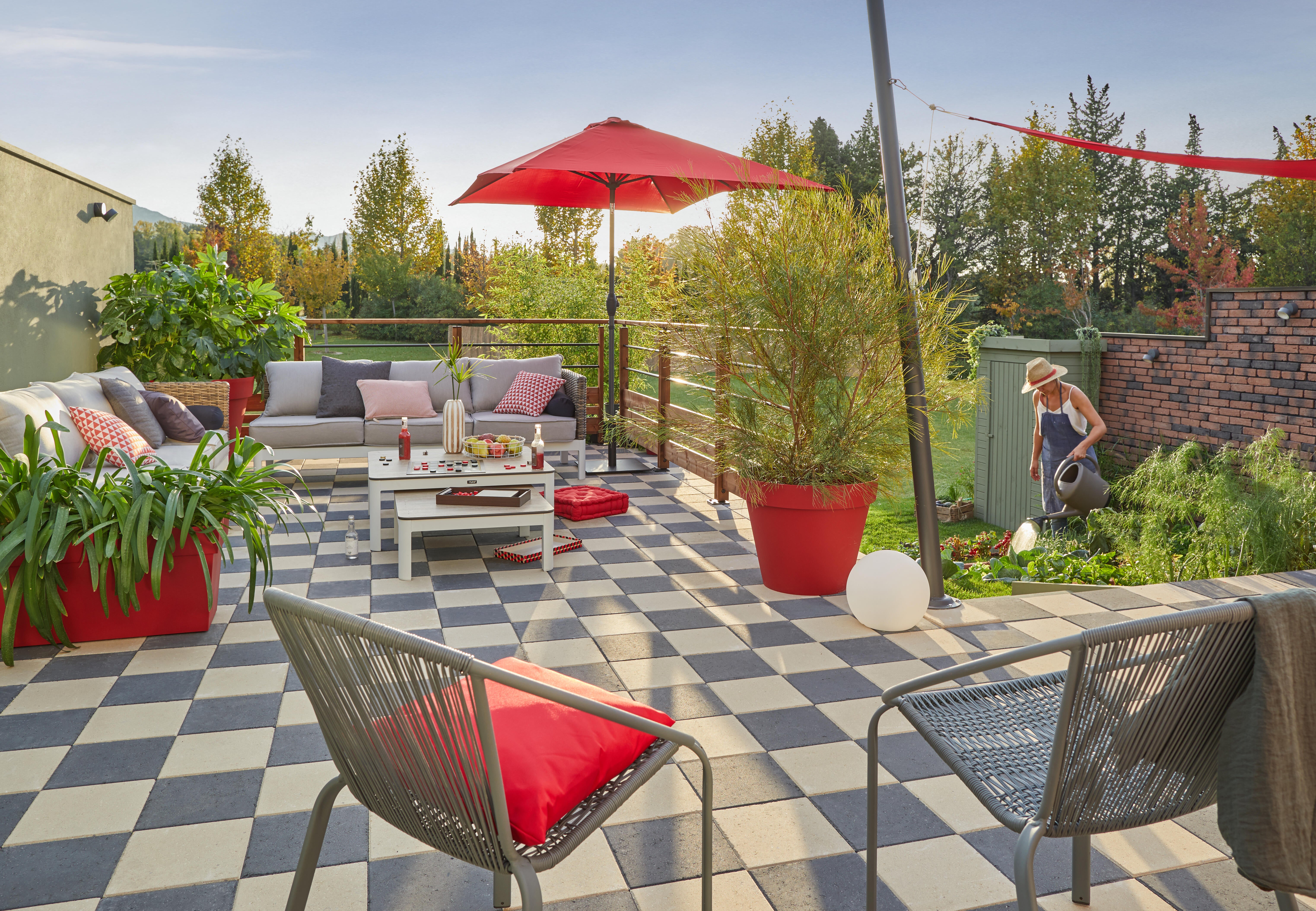 Pot plastique EDA Diam.60 L.60 x l.60 x H.47 cm rouge rubis - 4