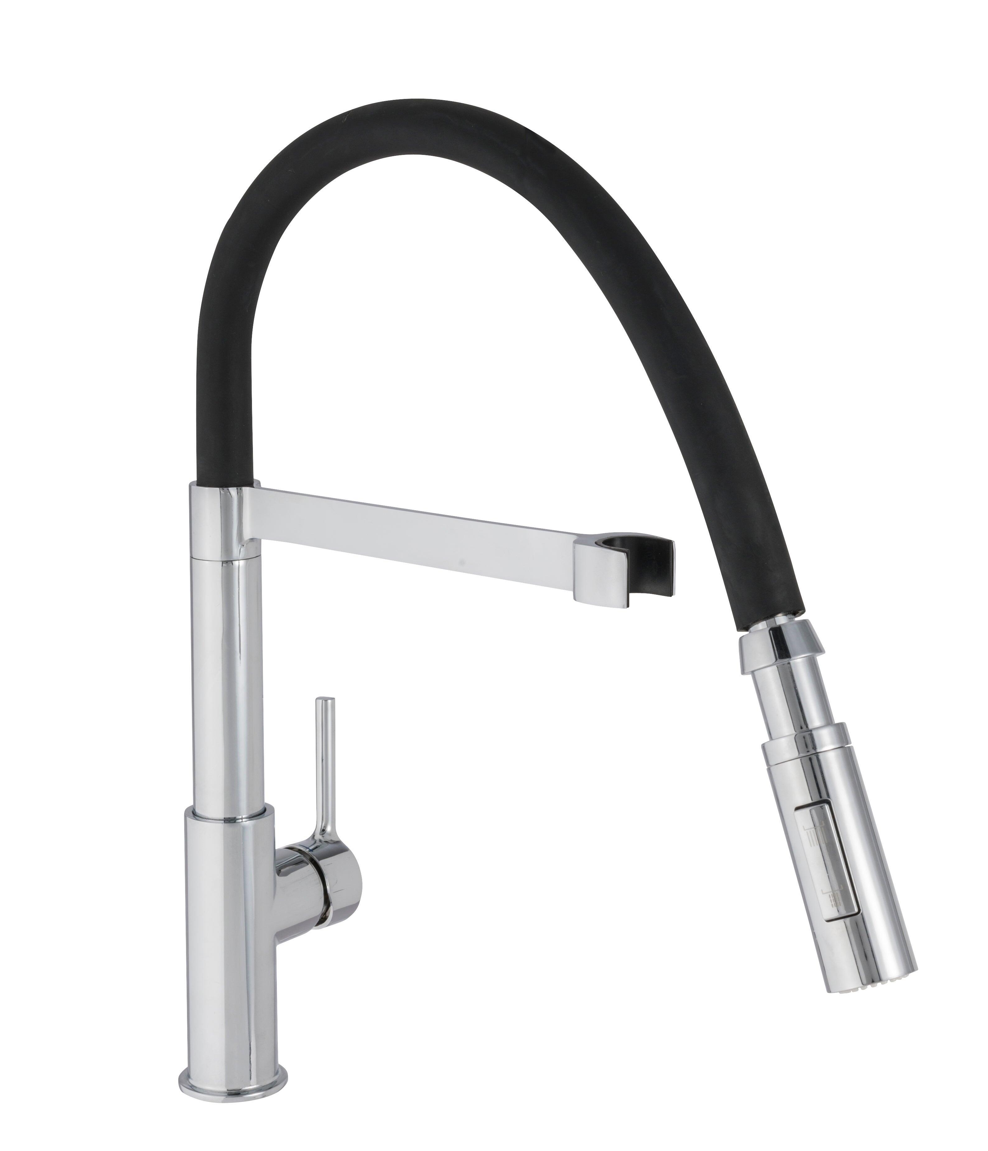 Rubinetto da cucina con doccetta a collo di cigno Holly nero cromo lucido DELINIA - 6