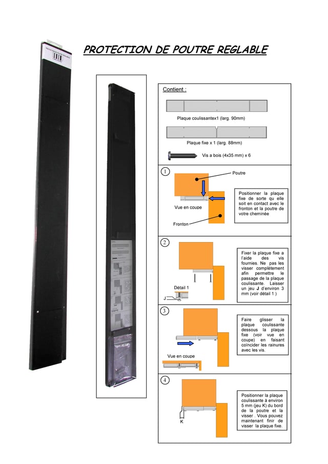Kit de protection poutre pour insert 80 cm