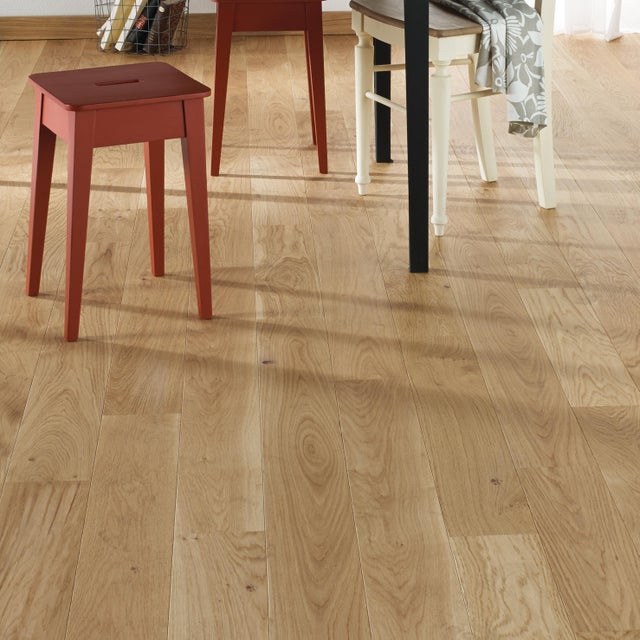 Parquet contrecollé chêne blond bohème vitrifié M abouté BROCELIANDE, l.13.9cm