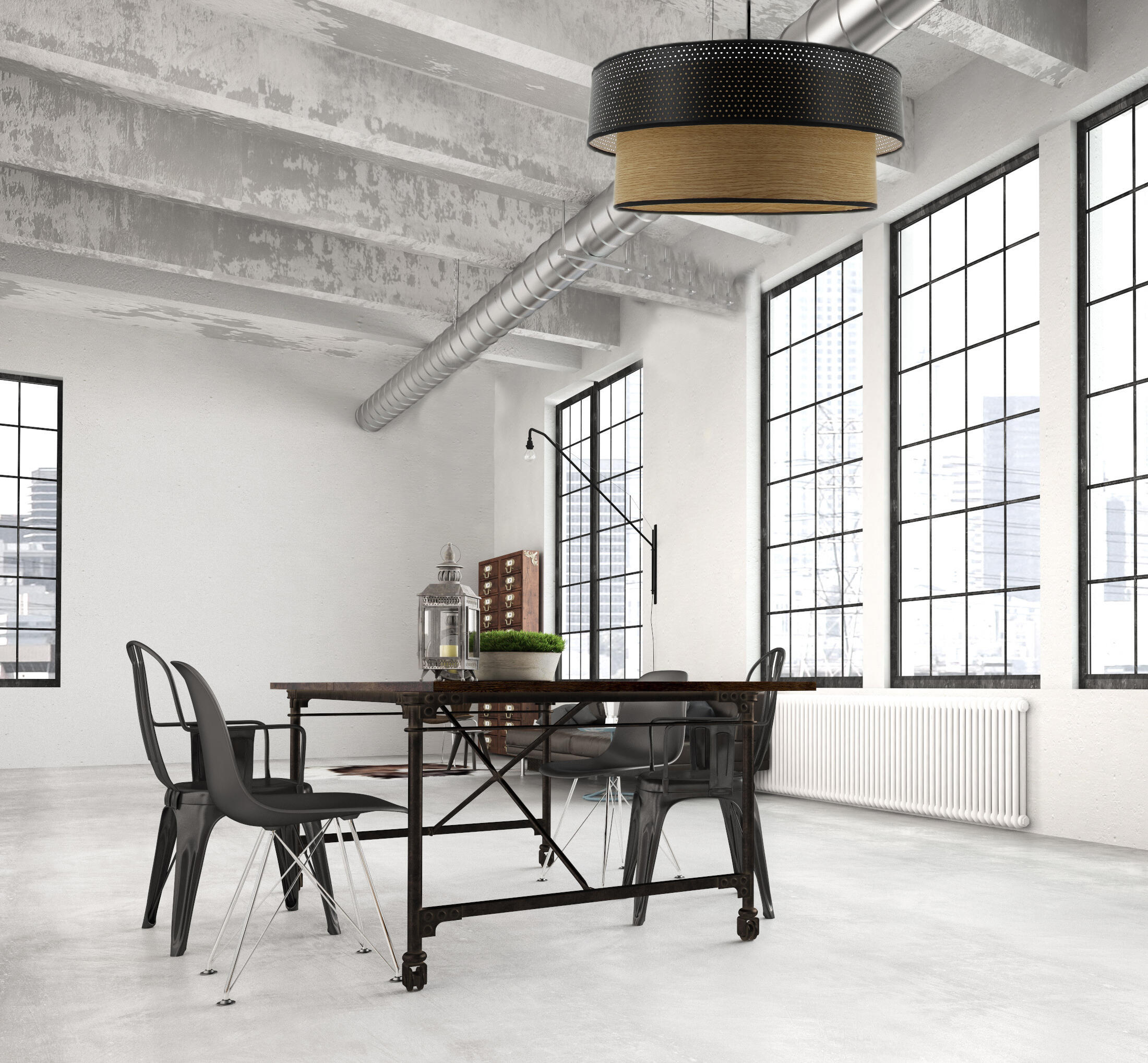 Suspension Vintage pvc, noir, Diam.48 cm, E27 - 2