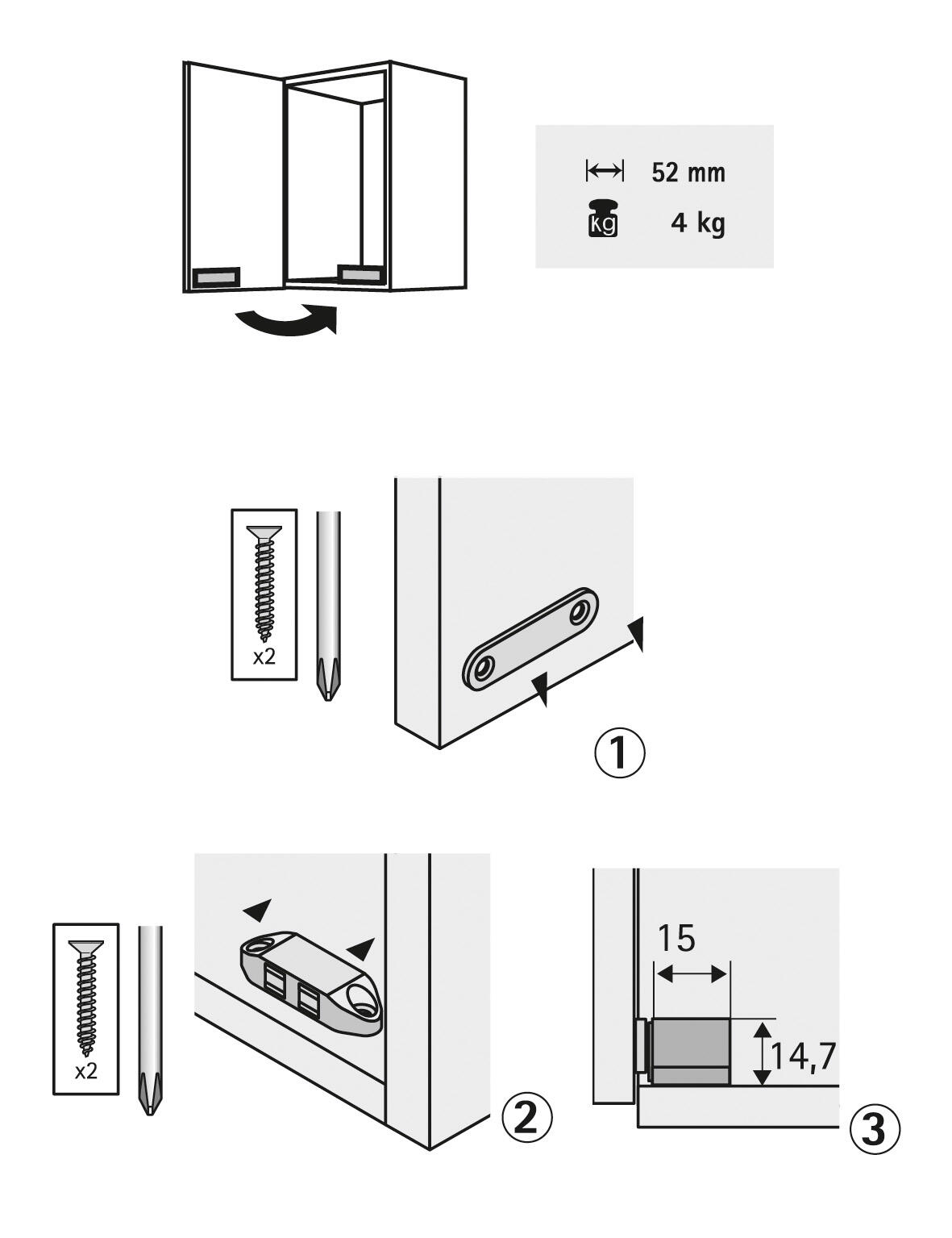 2 loqueteaux magnétiques pvc HETTICH, L.15 x l.52 mm - 2