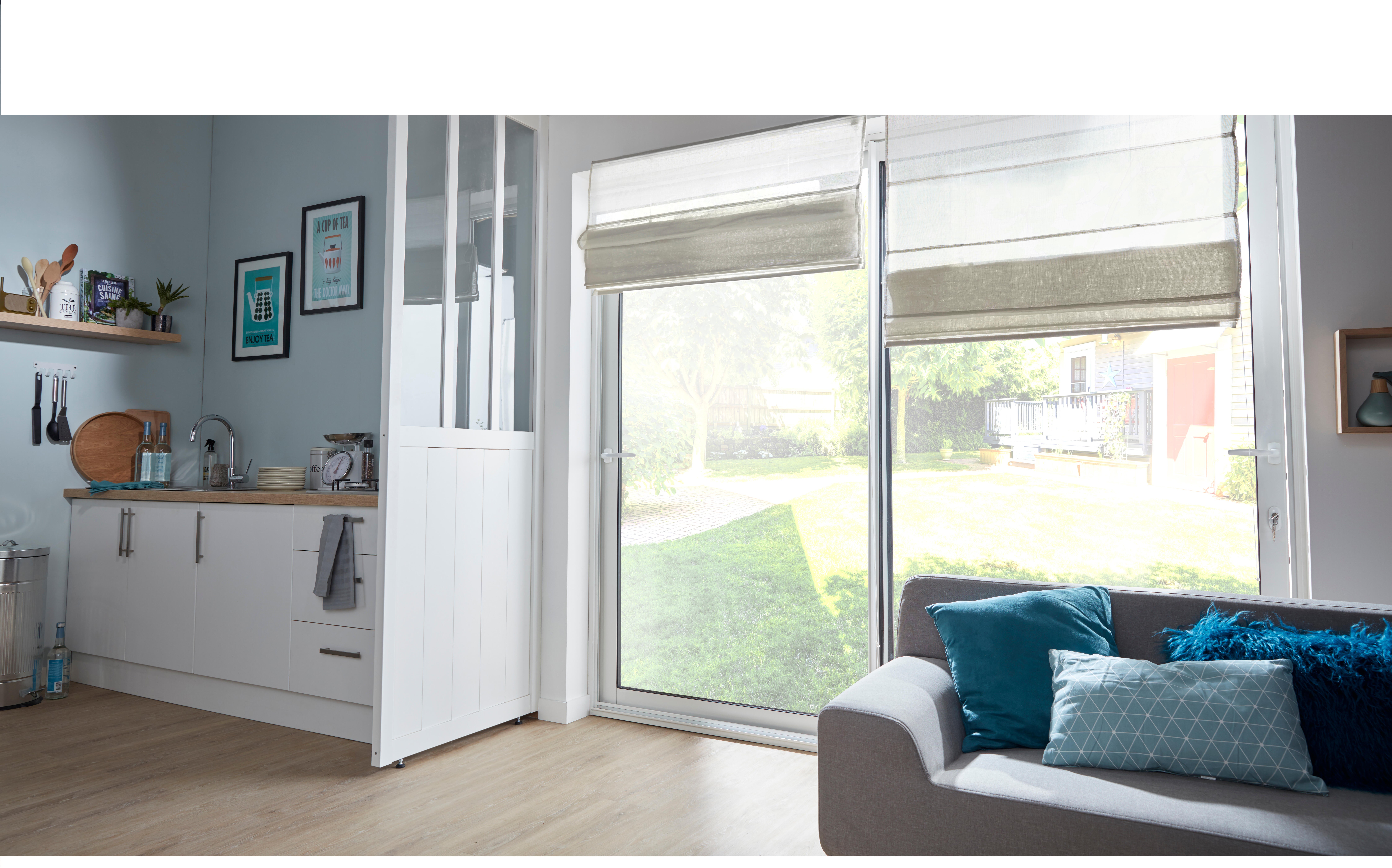 Cloison amovible Atelier mdf revêtu blanc effet métal l.80 x H.250 x P.4cm - 4