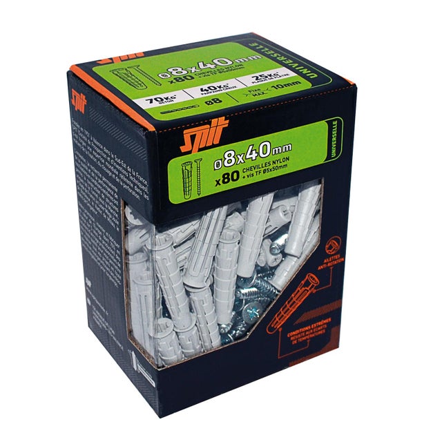 Lot de 80 Cheville murale SPIT, Ø8 x L.40 mm