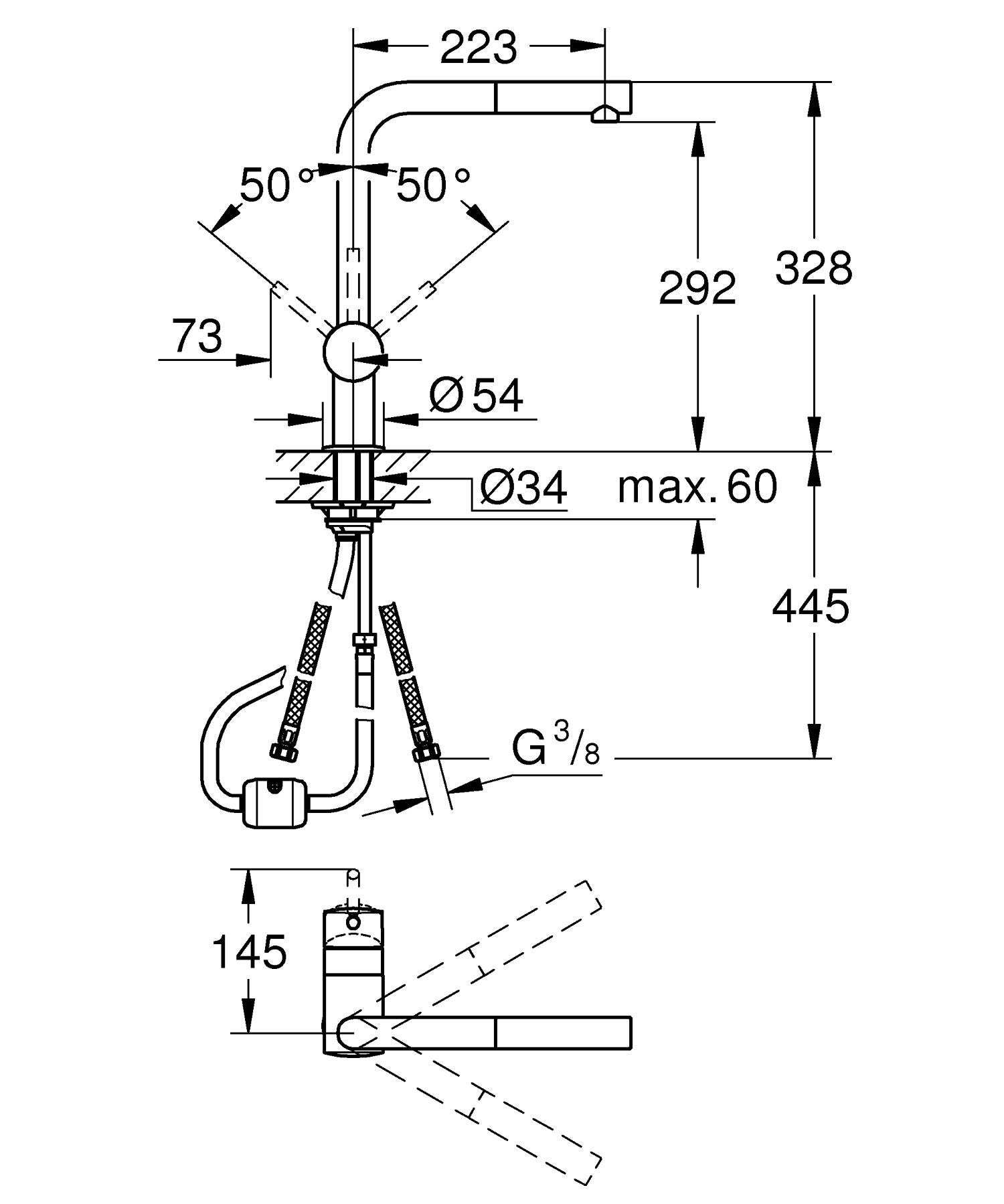 Torneira de bancada cinza cromado GROHE Minta - 9