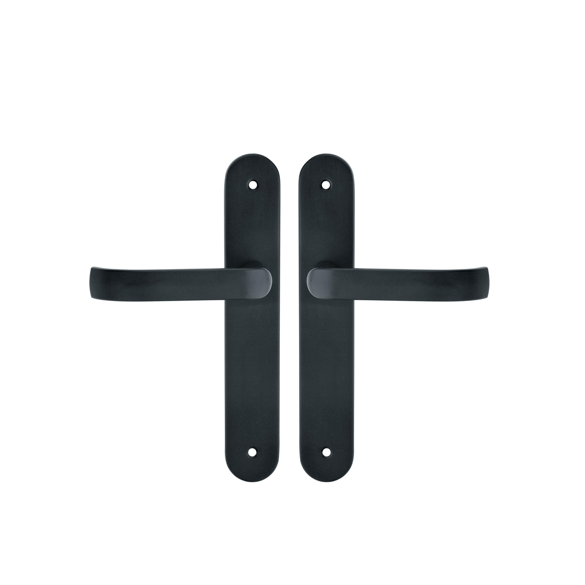 2 poignées sur plaque sans trou Lena zamak noir mat, entraxe 195 mm - 2