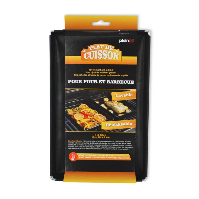 Plat de cuisson pour barbecue et four 1.5L, noir