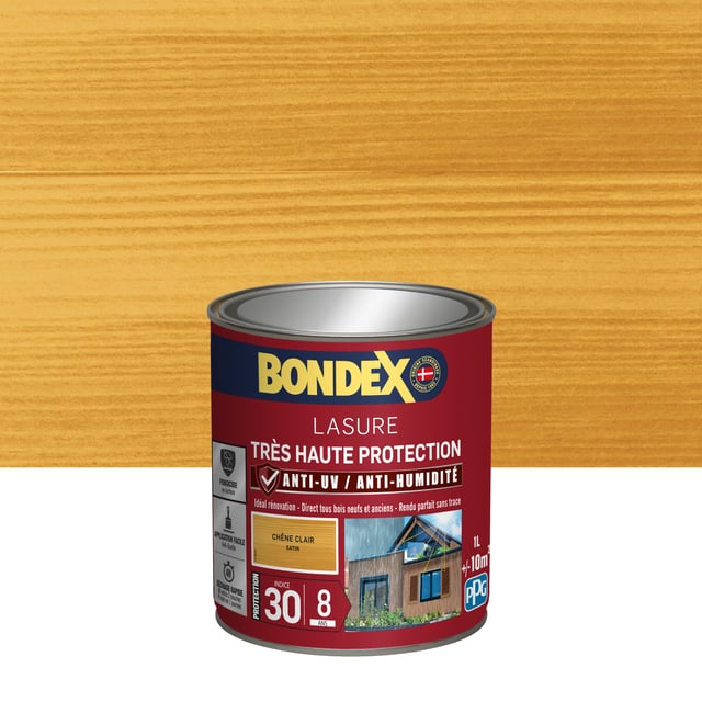 Lasure BONDEX Très haute protection 8 ans chêne clair satiné 1 l