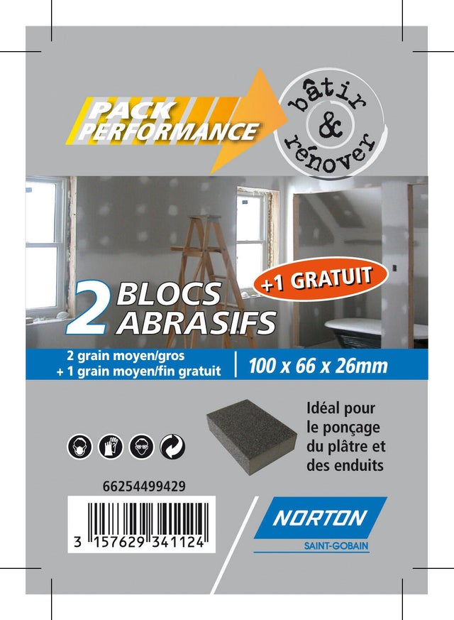 Lot de 2 éponges abrasives NORTON