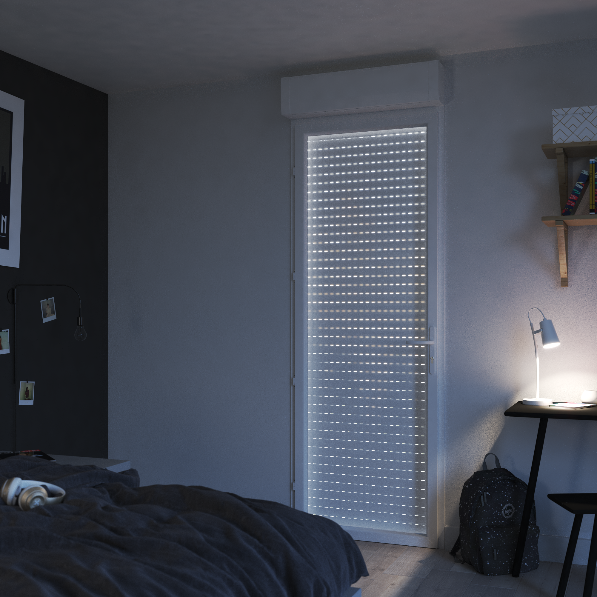 Porte-fenêtre avec volet roulant PVC Essentiel H.215xl.80cm 1 vt tirant G blanc - 4