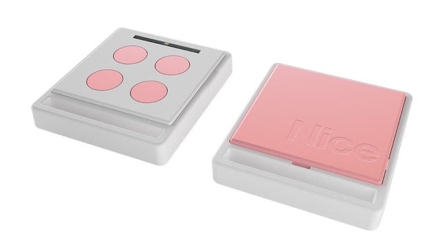 Télécommande blanche et rose pour tout type de motorisation, NICE HOME Ecco5