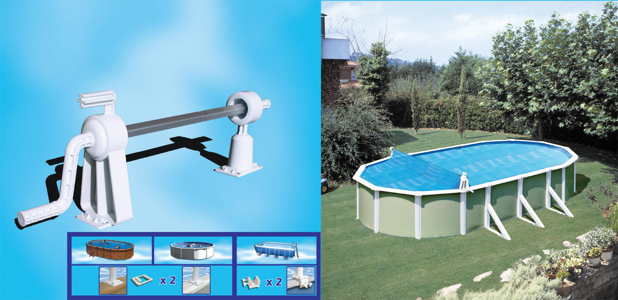 Enrouleur télescopique de bâche pour piscine hors sol POOL EXPERT - 6