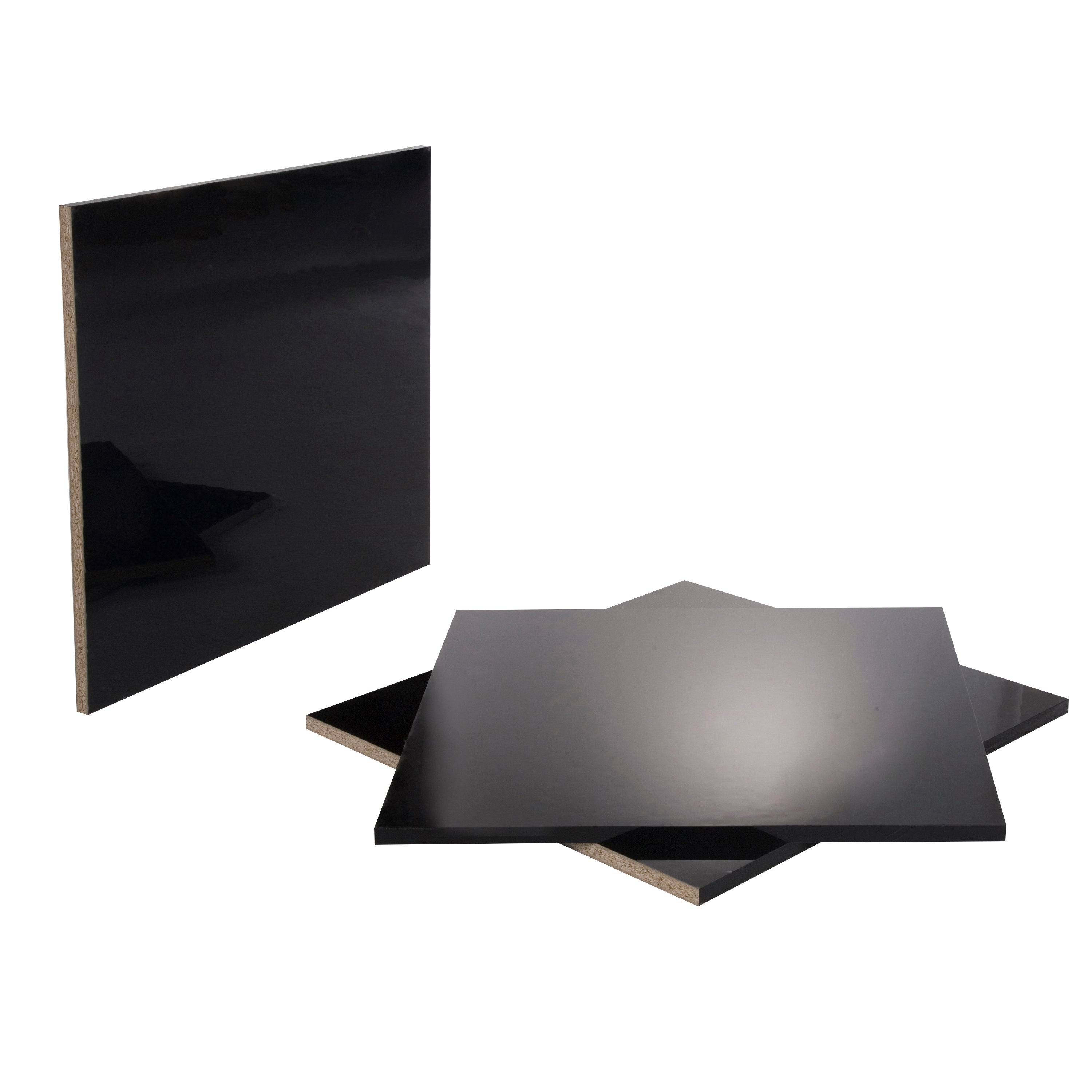 Tablette mélaminé glossy noir, L.250 x l.60 cm x Ep.18 mm - 4