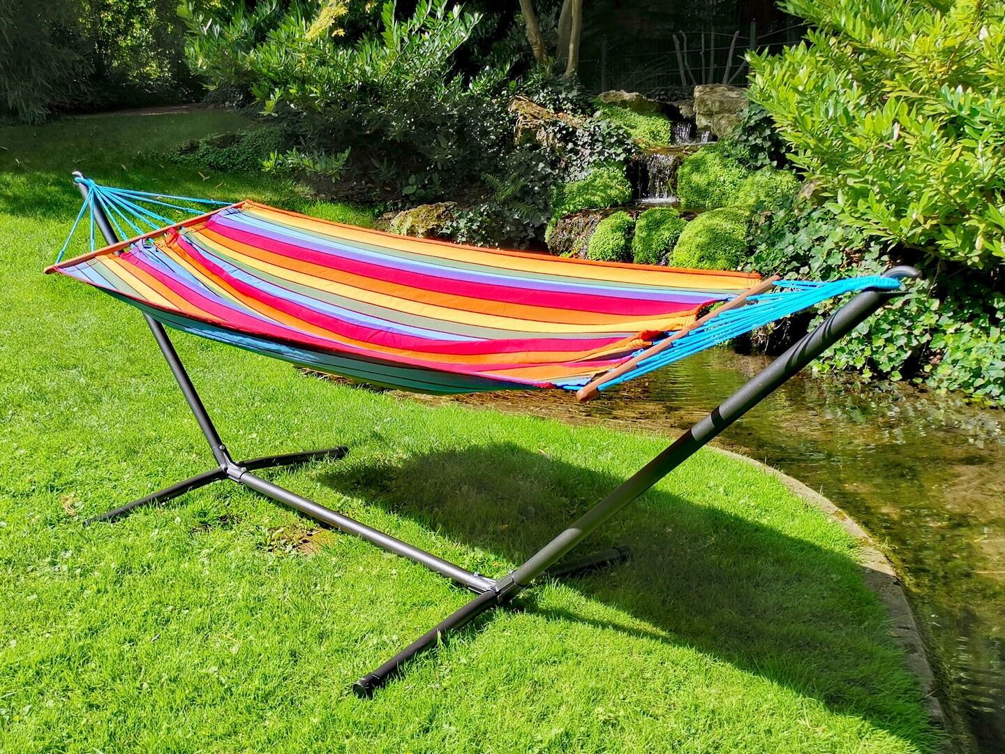 Hamac avec structure acier Metalik JOBEK multicouleur L.300 x l.120 cm - 2