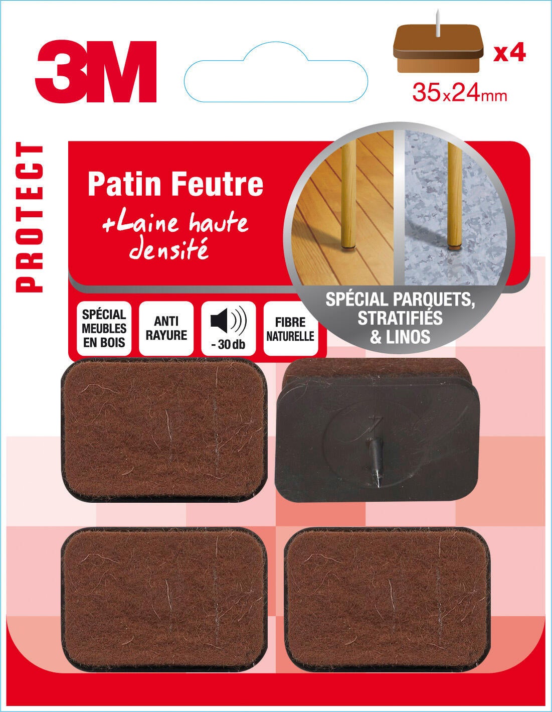 Assortiment 4 patins en feutre 3M l.24 x 35 mm Leroy Merlin — free download