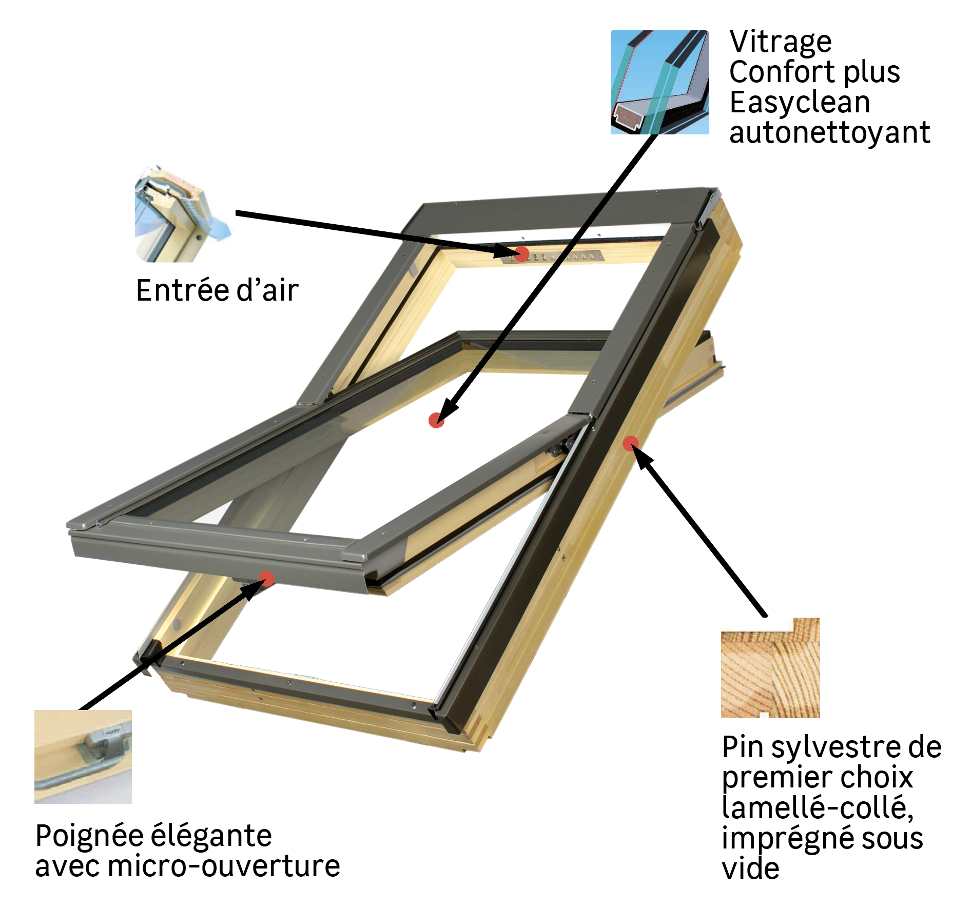 Fenêtre de toit FAKRO bois 55 x 78 cm à rotation - 5