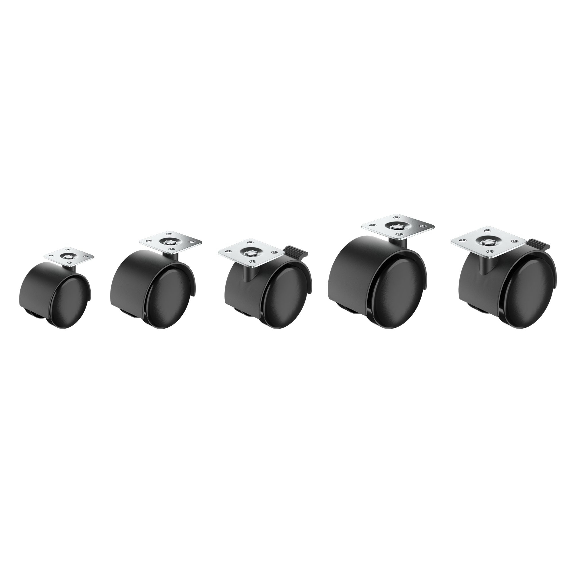 Roda interior sem travão STANDERS 360º 35MM 15KG NYLON PRETO - 10