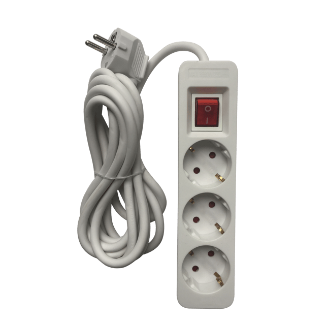 Extensão de 3 tomadas com interruptor 3m branco Lexman