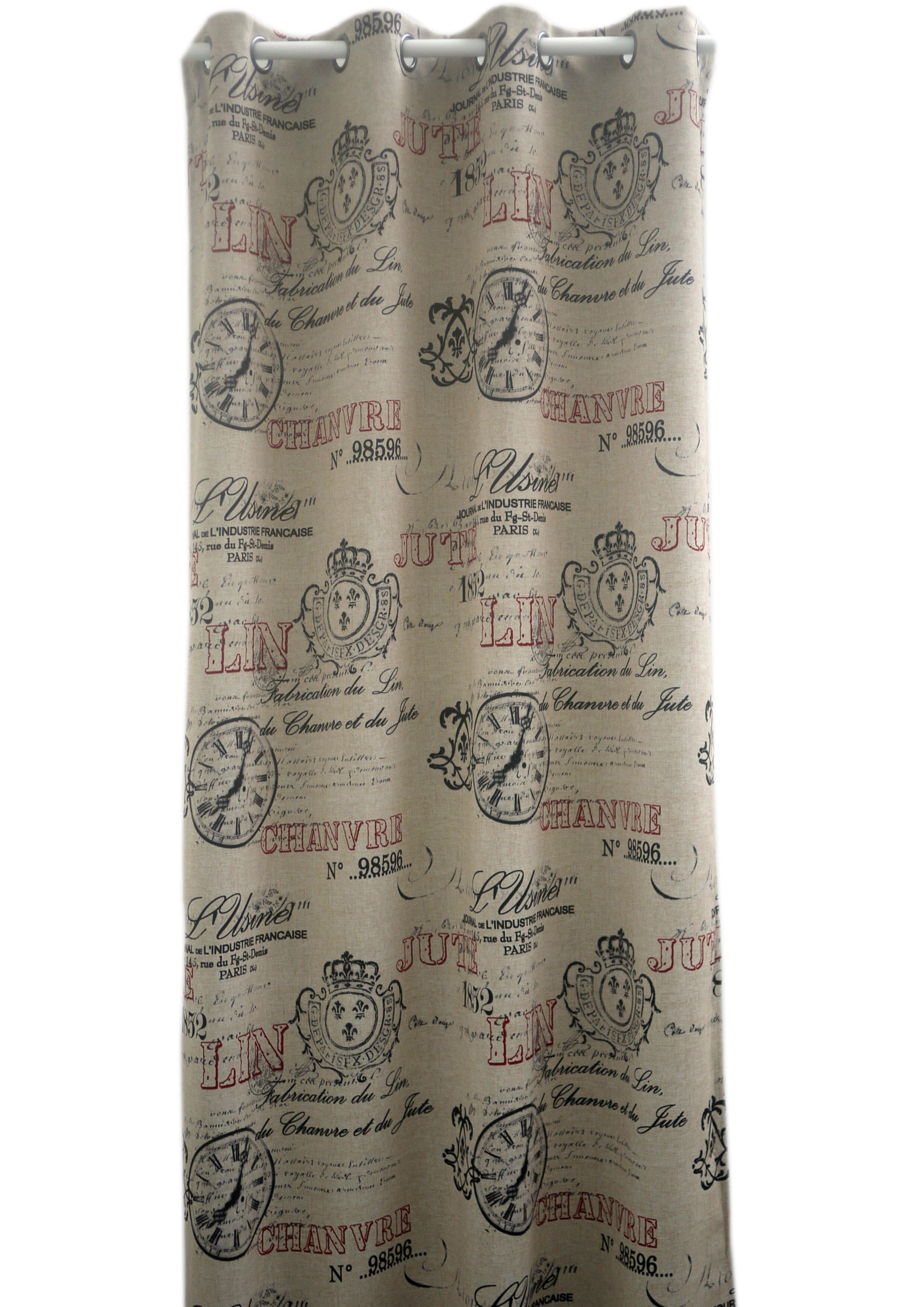Rideau tamisant, L'usine, beige / noir / rouge H.260 x l.145 cm - 3